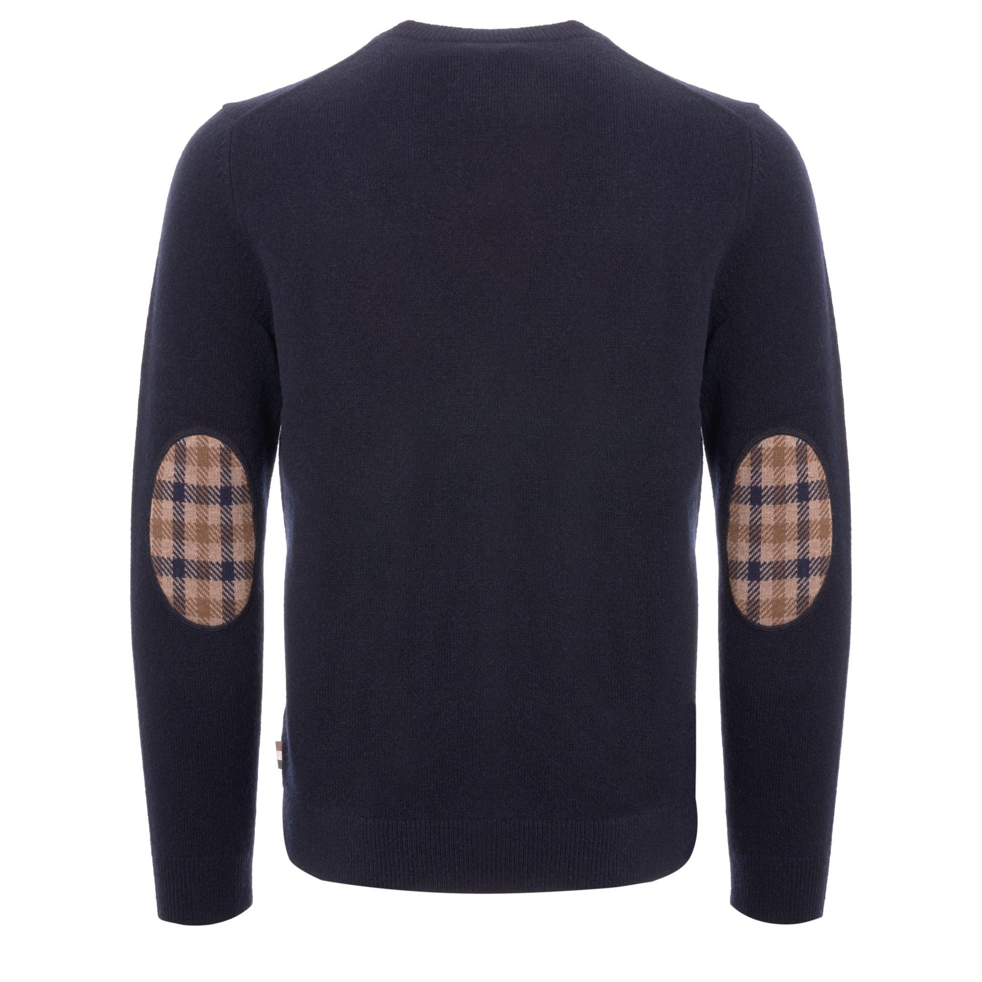 Aquascutum Wool Lance Elbow Patch Jumper Navy in Blue for Men Lyst