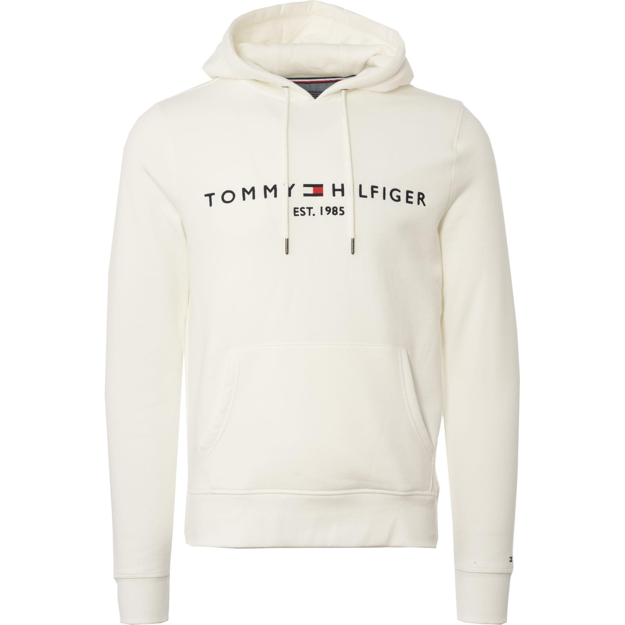 Tommy Hilfiger Logo Print Hoodie in White for Men - Save 24% - Lyst
