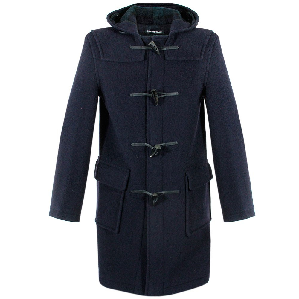 Gloverall Leather Classic 512 Ct Navy Blue Duffle Coat For