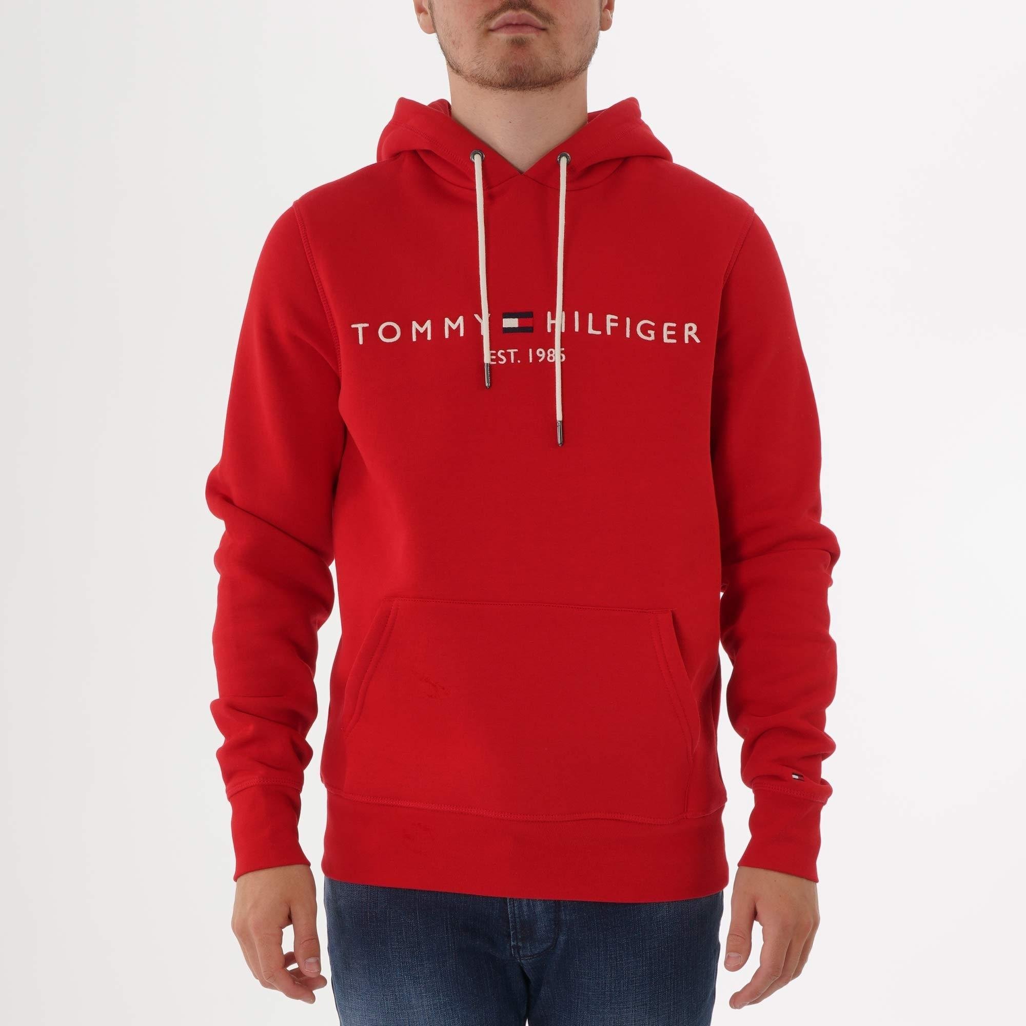 Tommy Hilfiger Tommy Logo Hoodie in Red for Men - Lyst
