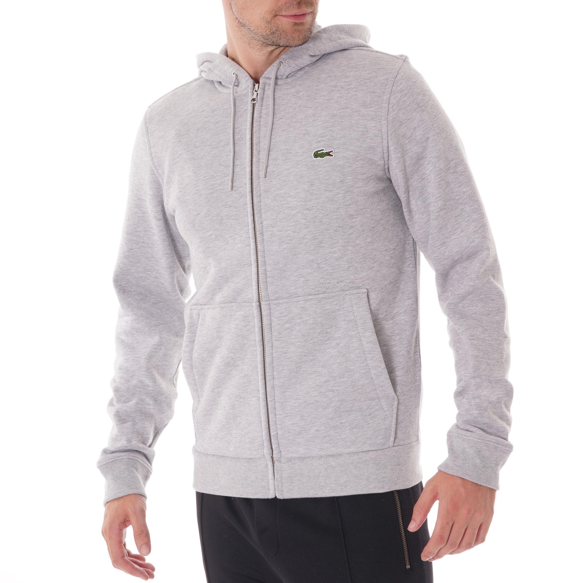 lacoste grey zip hoodie