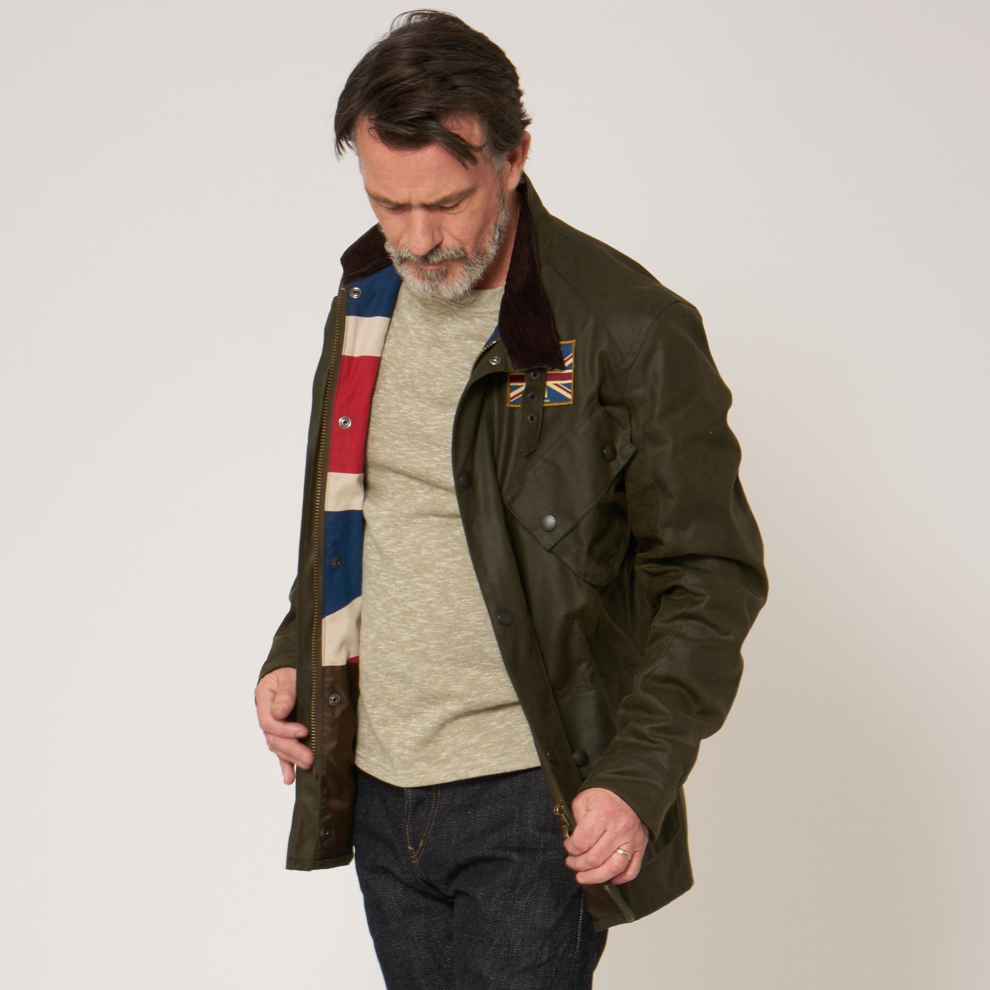 Barbour Cotton Stuarts Anniversary Union Jack Jacket Dark Olive in Green for Men Lyst