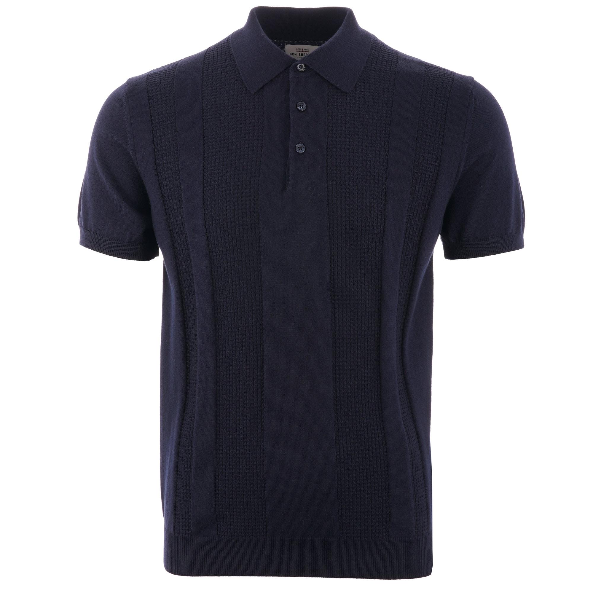 Lyst - Ben Sherman Textured Stripe Front Polo Shirt - Navy in Blue for Men