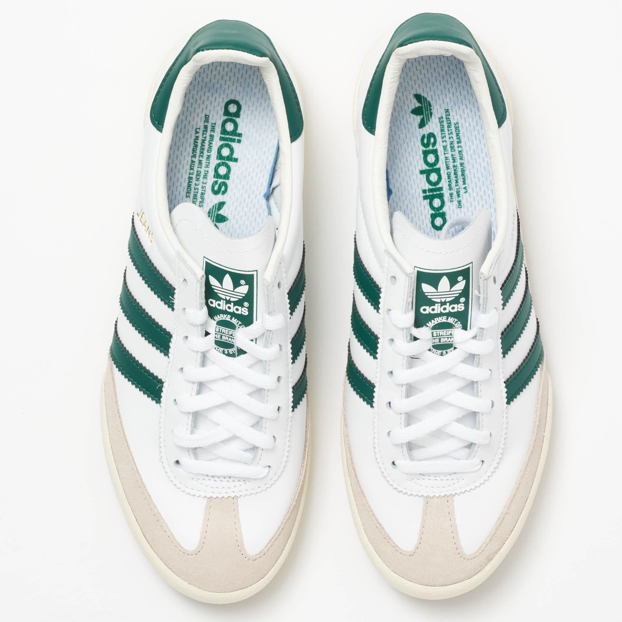 adidas white with green stripes