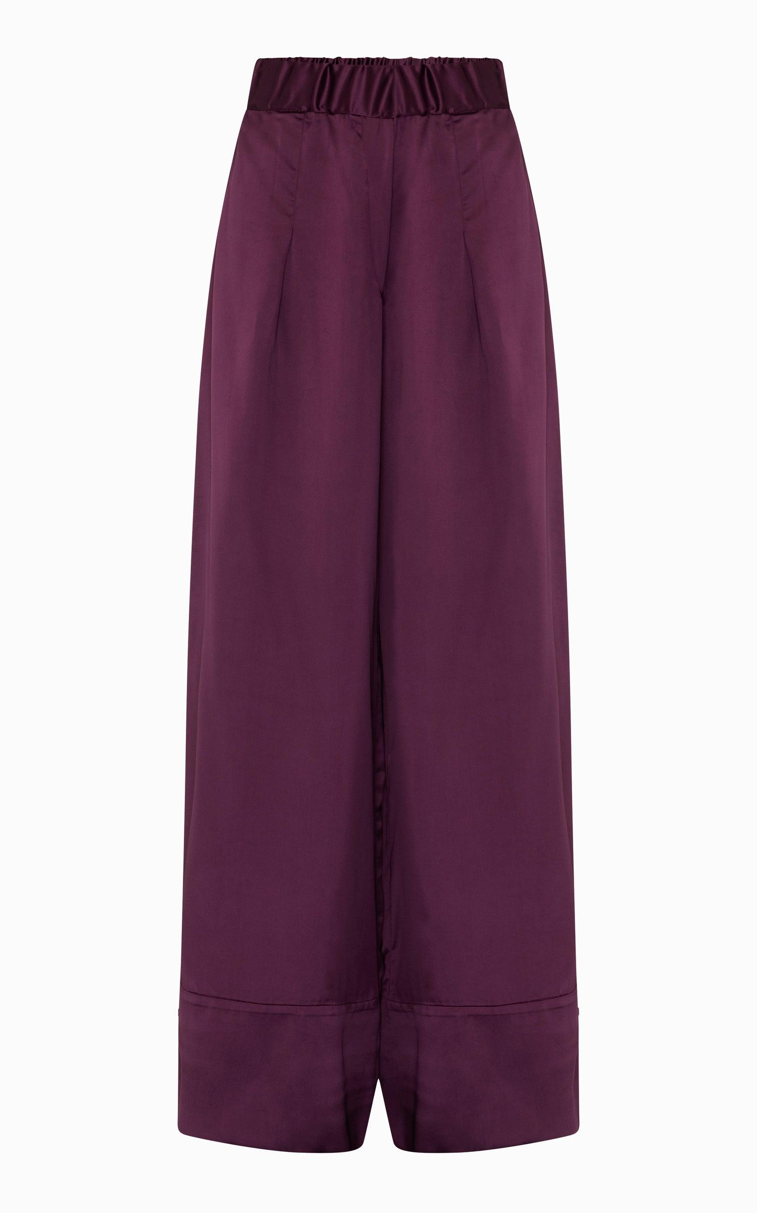 STUDIO AMELIA Synthetic Palazzo Trousers in Purple Womens Clothing Trousers Slacks and Chinos Wide-leg and palazzo trousers 