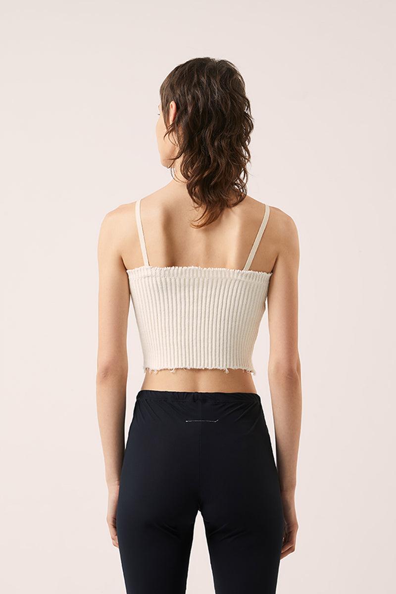 MM6 by Maison Martin Margiela Knit Crop Top-cream White in