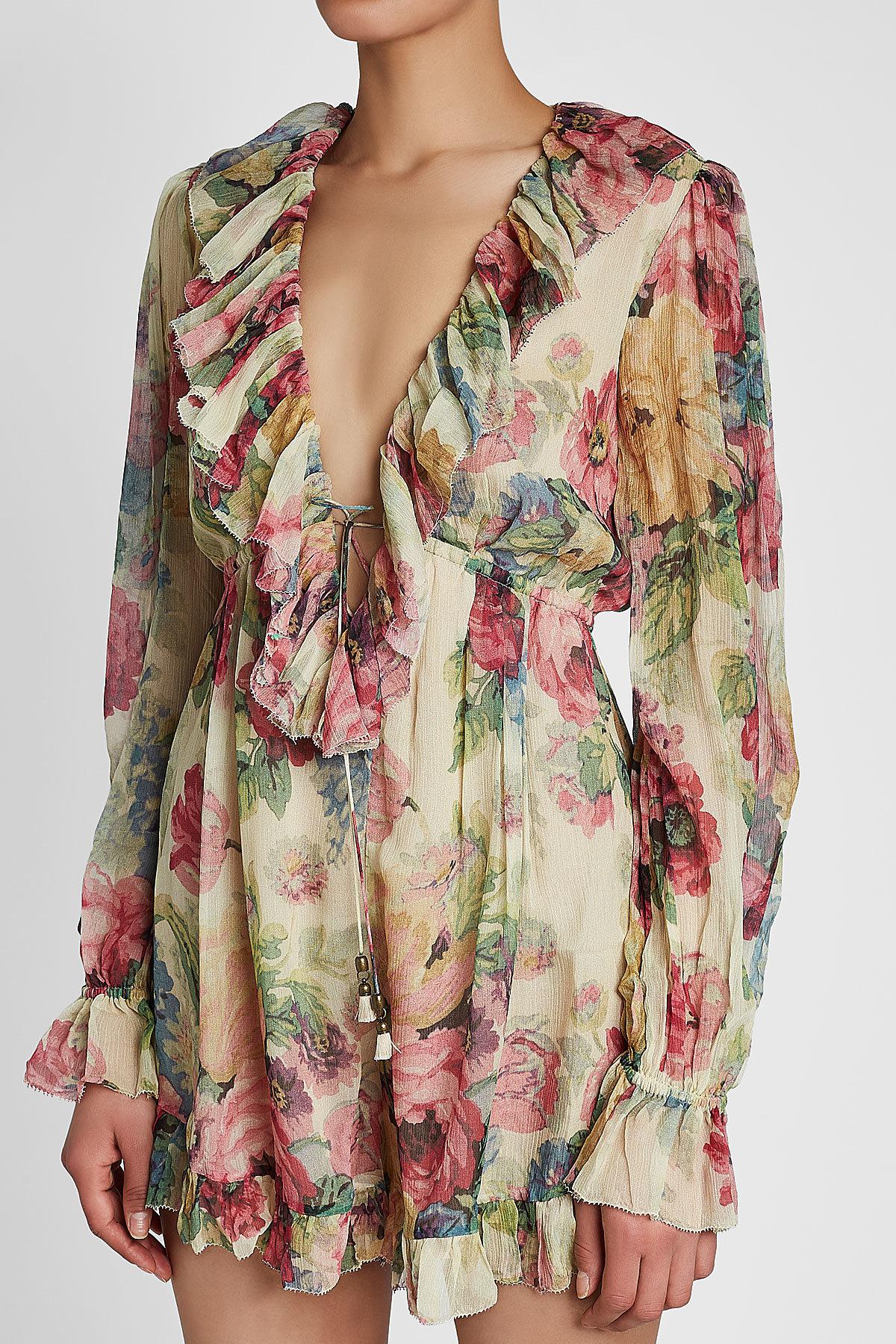 Multicolor Gasa Seda Melodía Traje Flotante Zimmermann Lyst ASnBZxBw