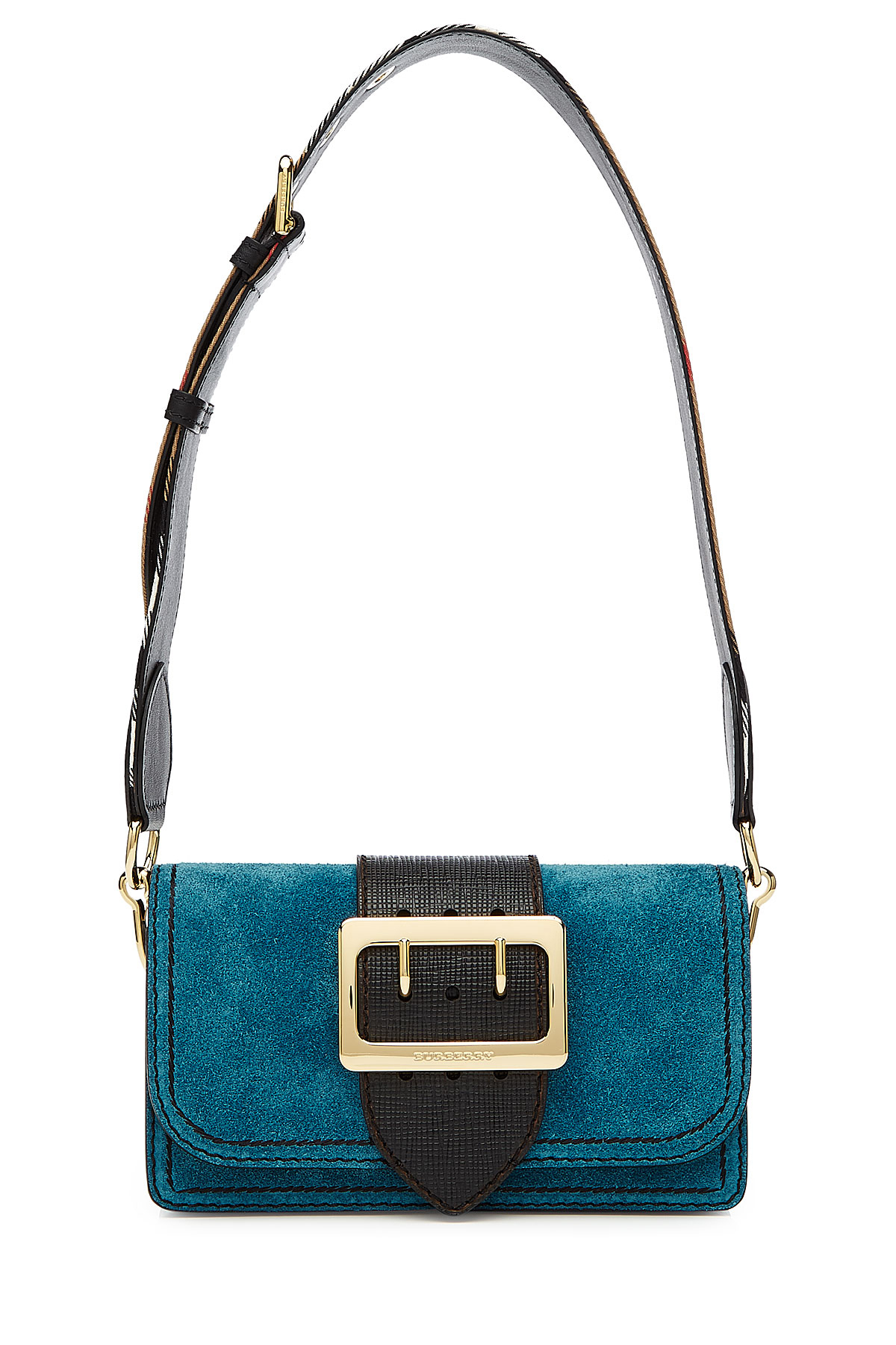 Burberry Small Buckle Suede Shoulder Bag in Blue Lyst