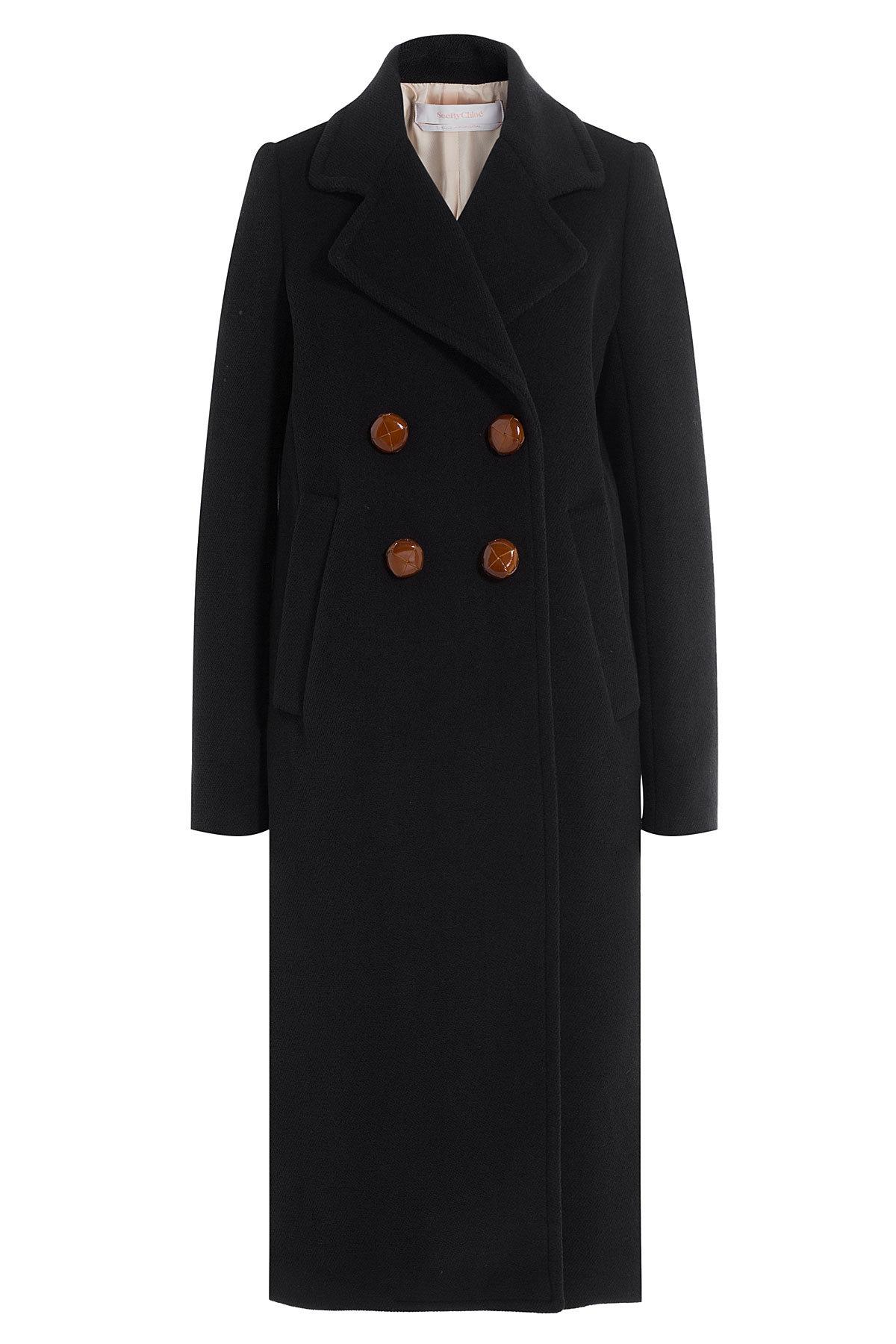 See by chloé Wool-blend Coat in Black | Lyst