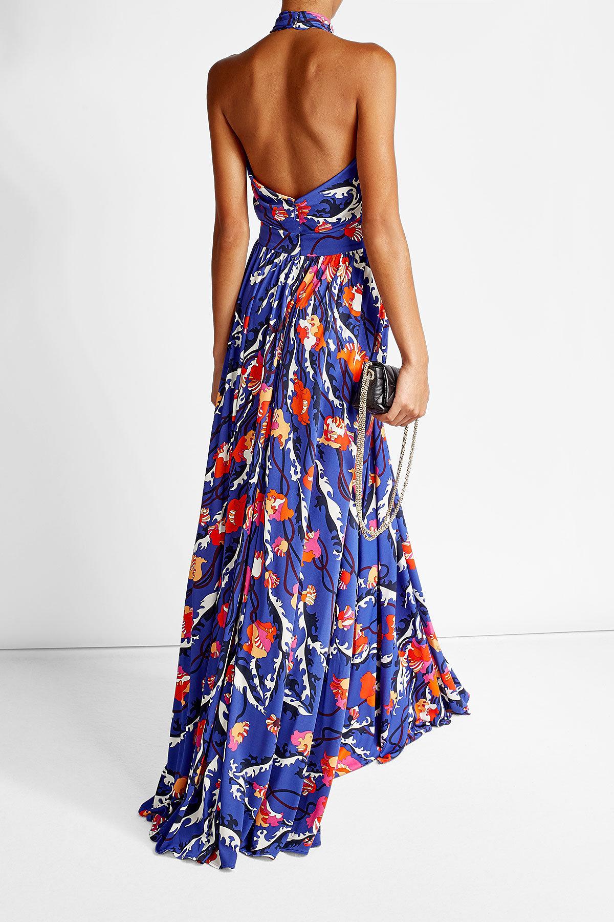 Lyst - Emilio Pucci Printed Maxi Dress With Silk in Blue
