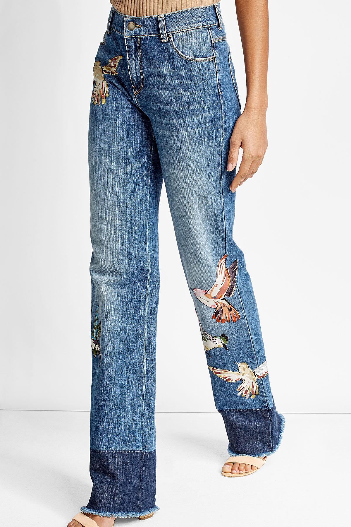 red straight leg jeans