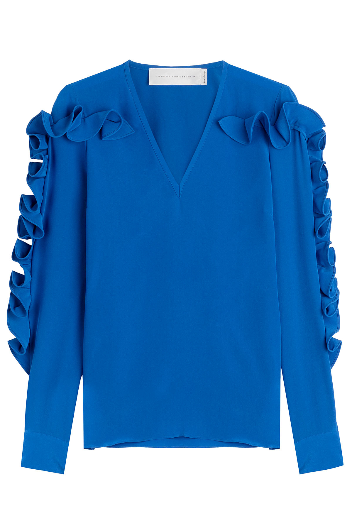 Beckham Painterly Blue Silk Blouse lyst beckham ruffled silk blouse in Beckham Painterly Blue Silk Blouse lyst beckham ruffled silk blouse in