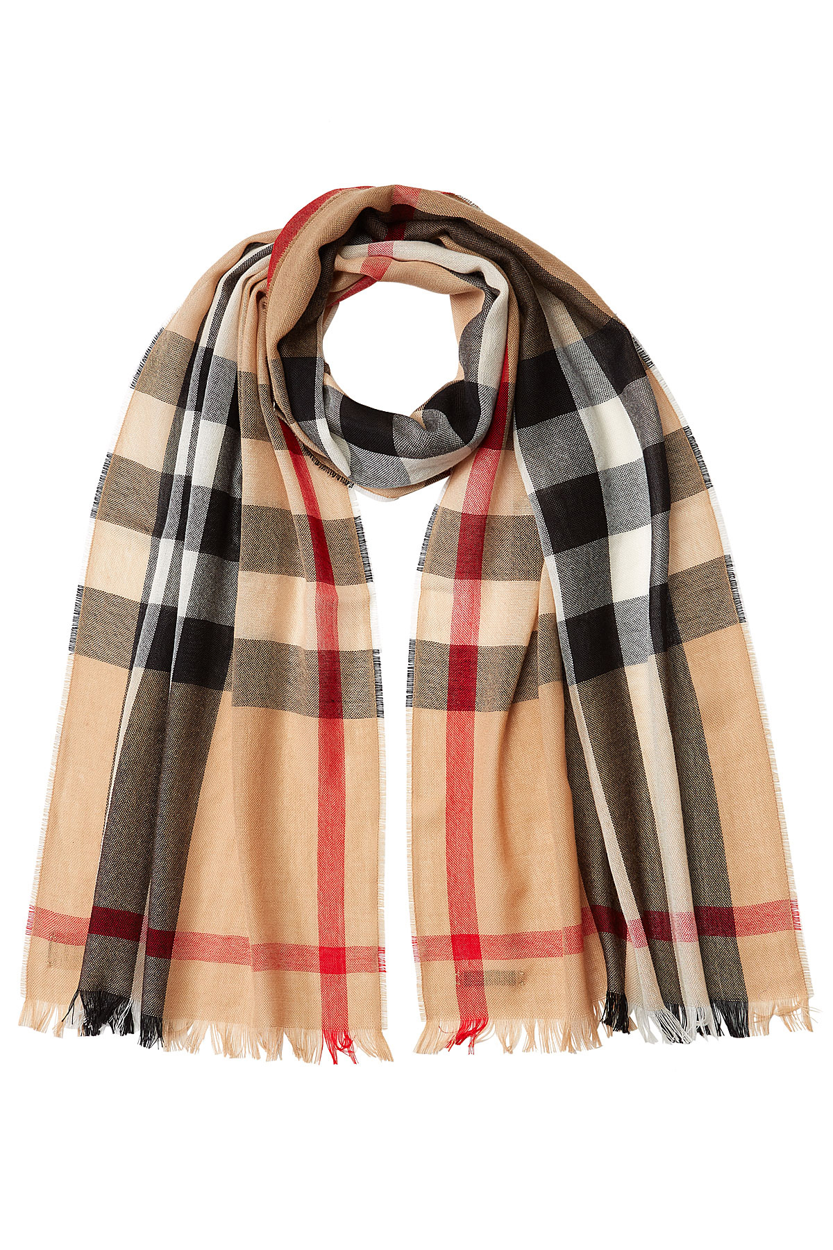 Burberry Wool-cashmere Check Print Scarf - Camel in Beige for Men | Lyst