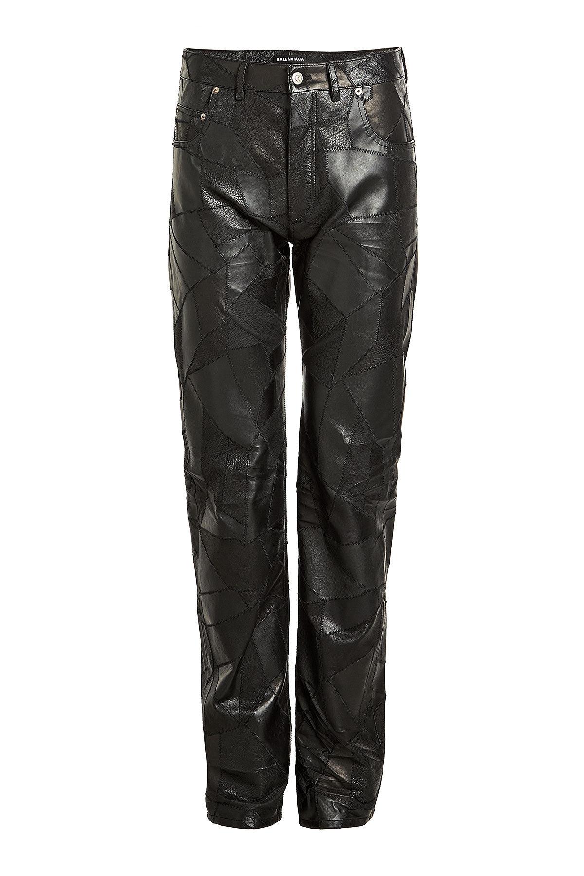 Lyst - Balenciaga Patchwork Leather Pants in Black for Men