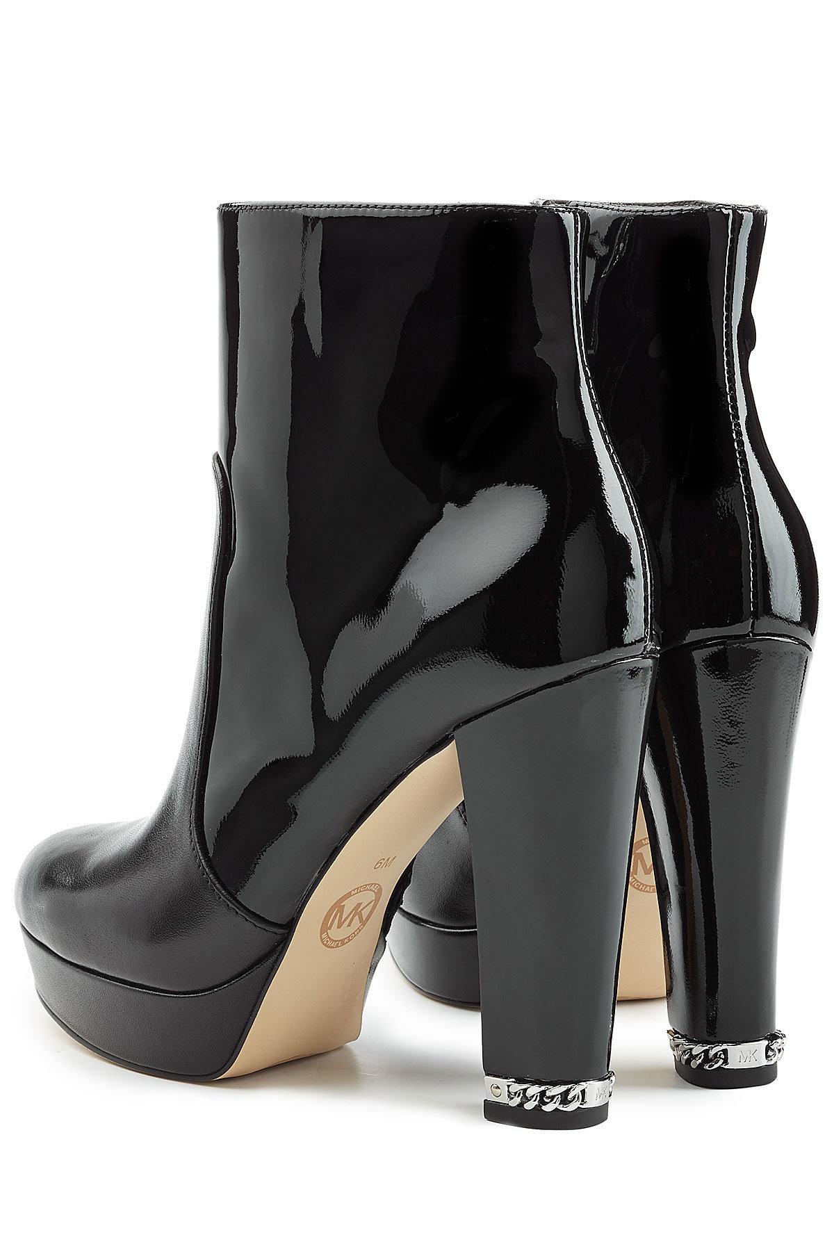 MICHAEL Michael Kors Patent Leather Panel Platform Ankle Boots With ...
