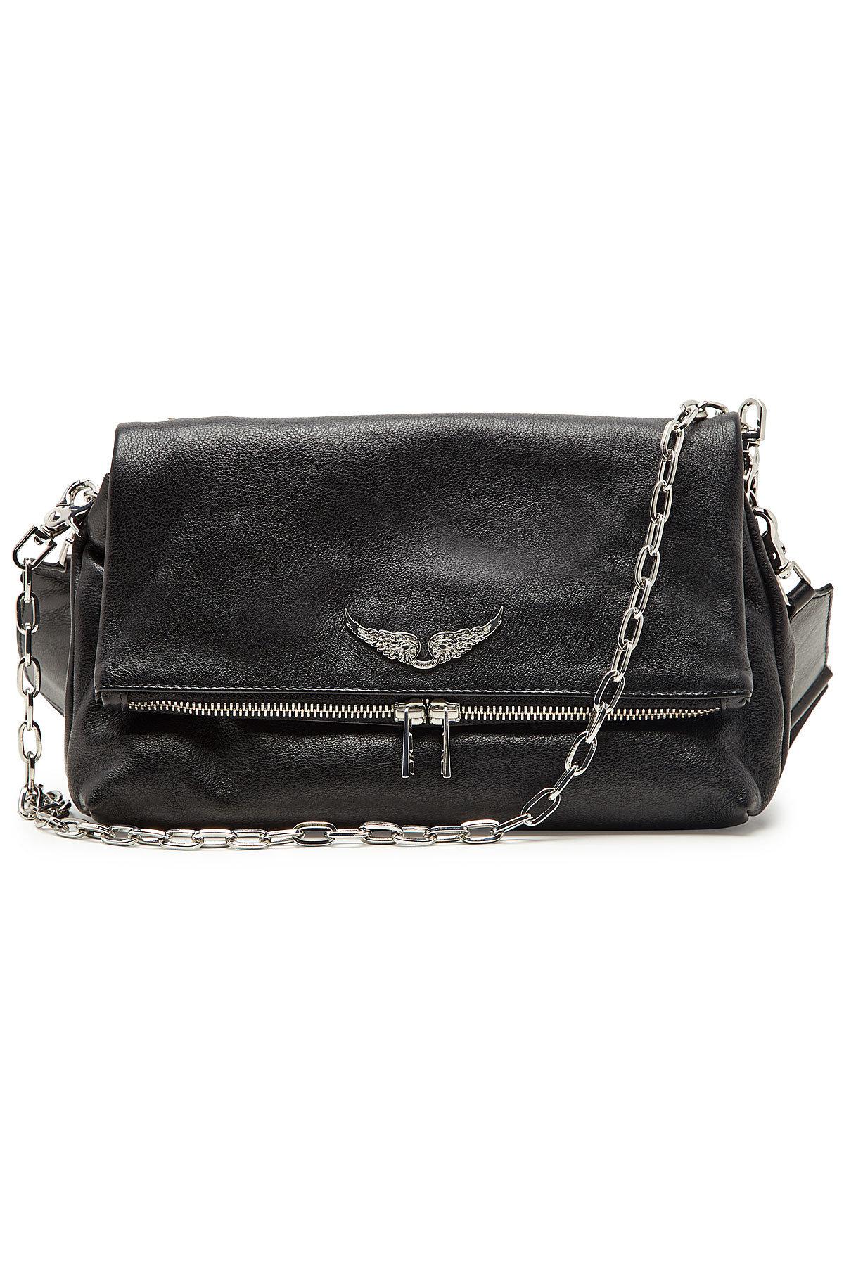 Zadig & Voltaire Rocky Leather Shoulder Bag in Black - Lyst