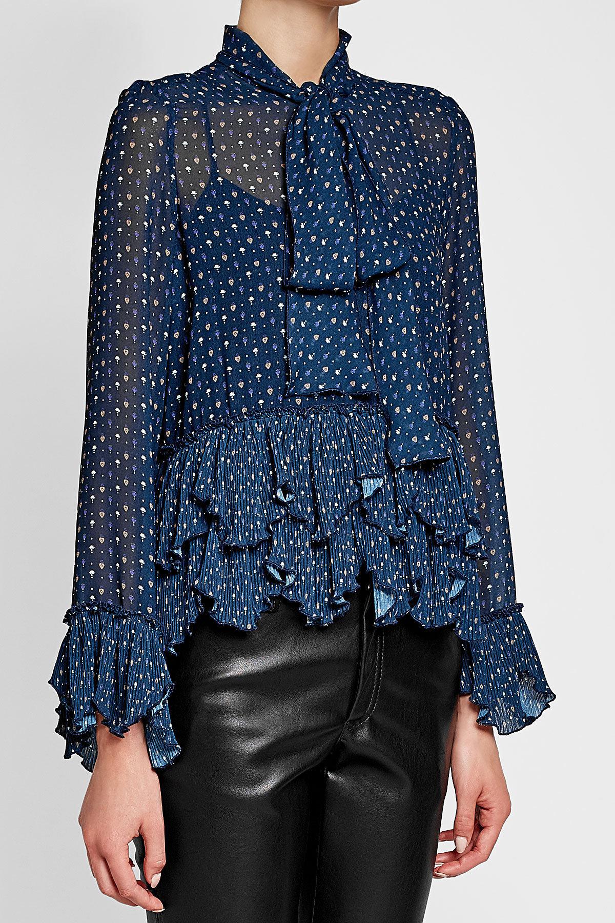 Lyst - See By Chloé Printed Blouse With Ruffles in Blue