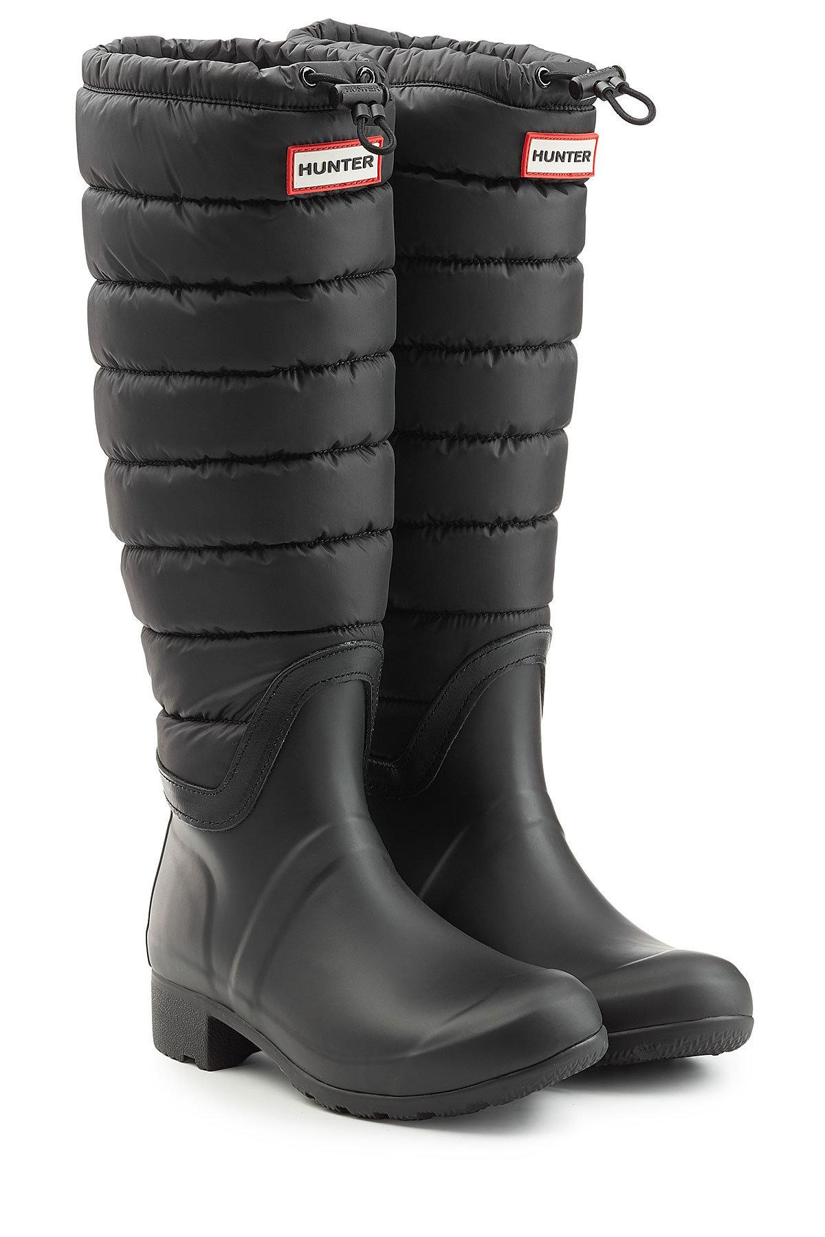 HUNTER Quilted Wellington Boots in Black - Lyst