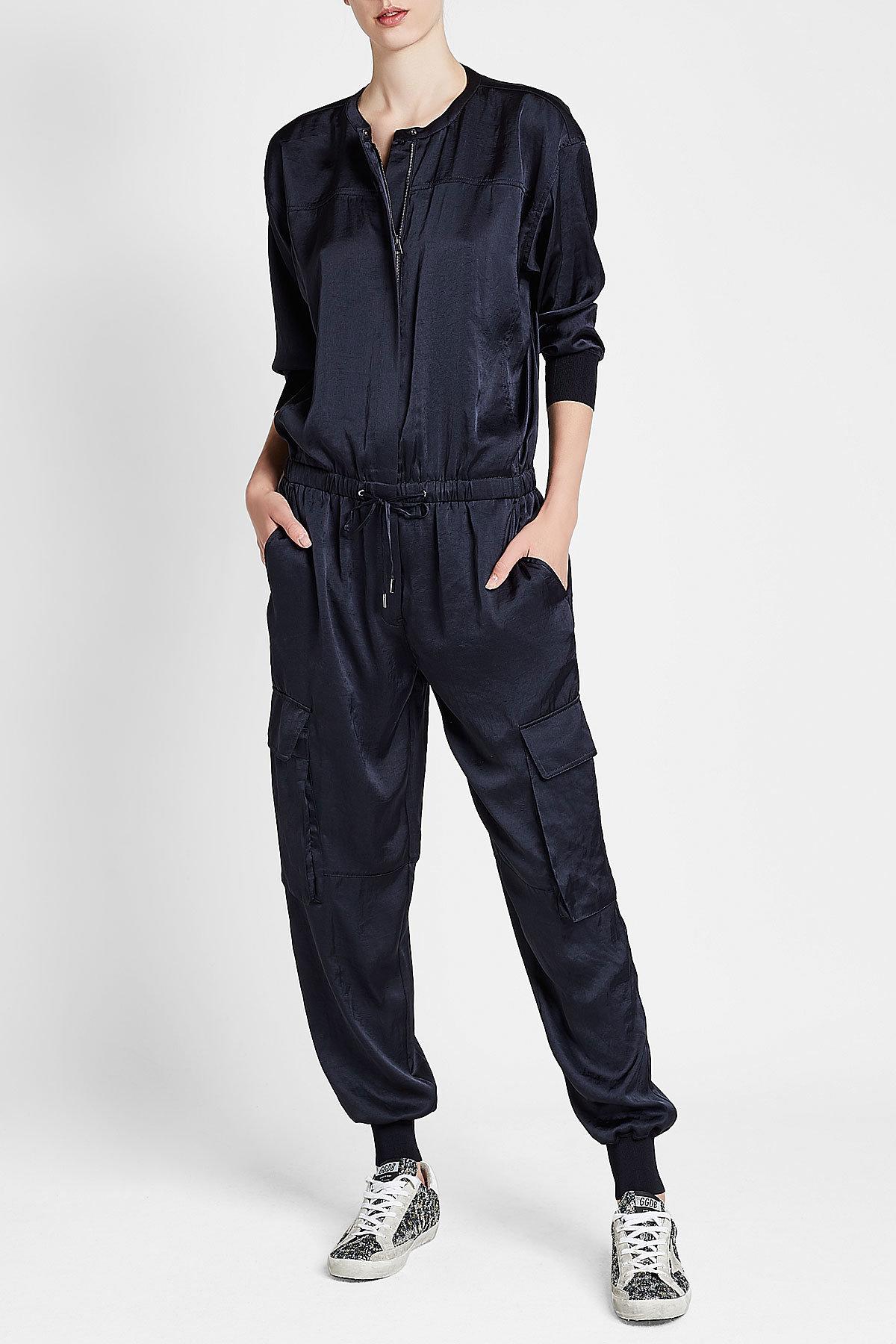 Theory Fluid Satin Utility Jumpsuit in Blue Lyst