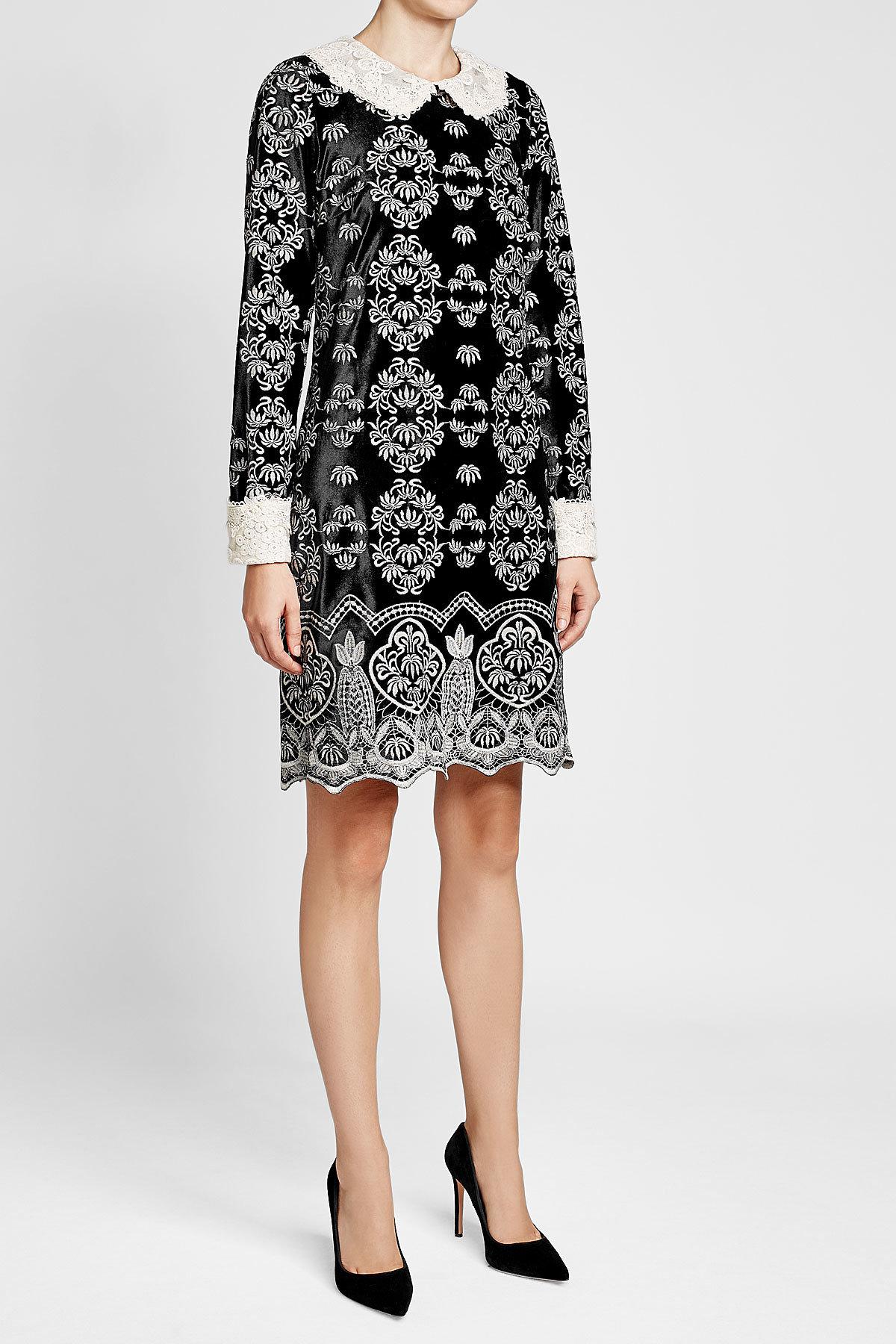 Anna Sui Embroidered Velvet Dress in Black Lyst