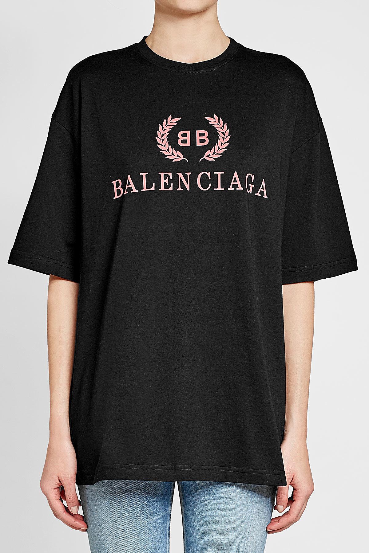  Balenciaga  Logo Cotton T  shirt  in Black Lyst