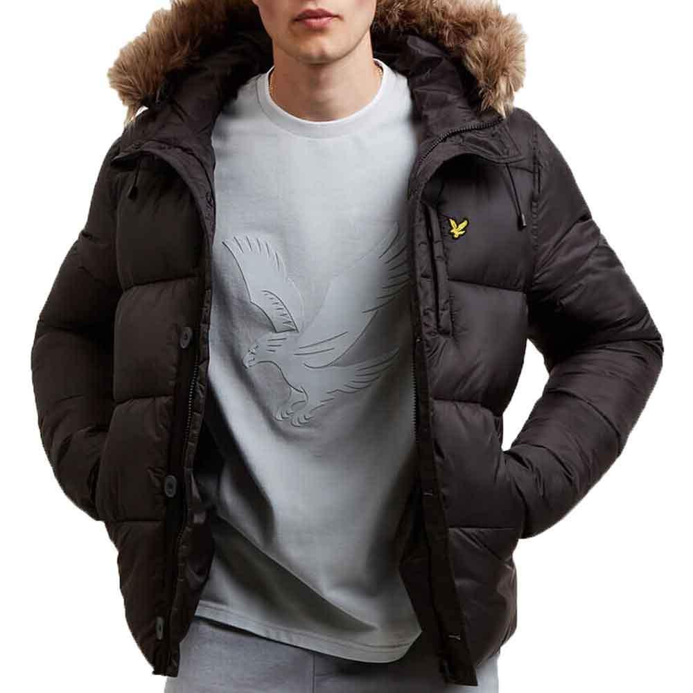 lyle & scott fur hood padded parka jacket
