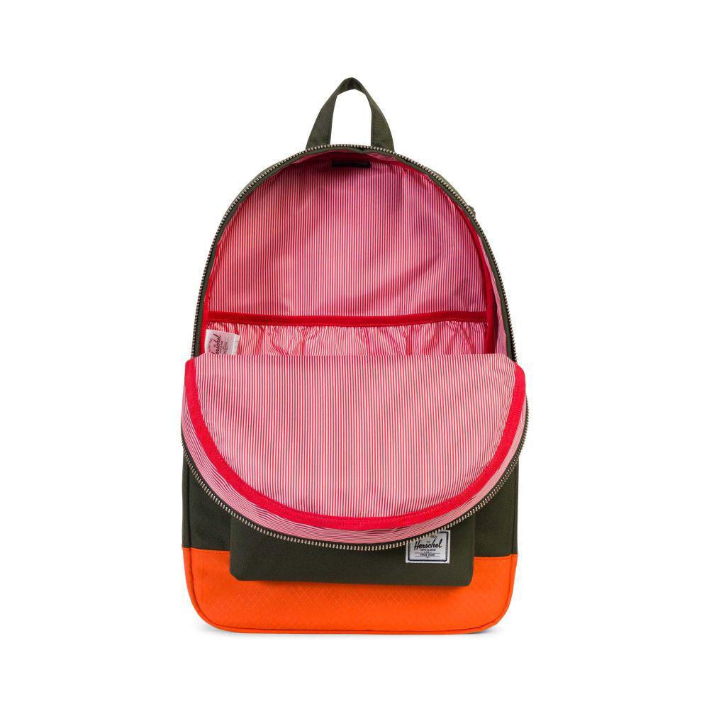 herschel green and orange backpack