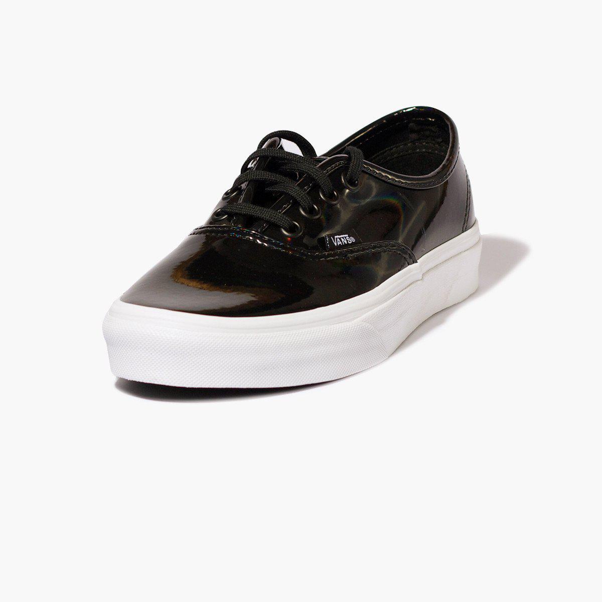 black patent leather vans