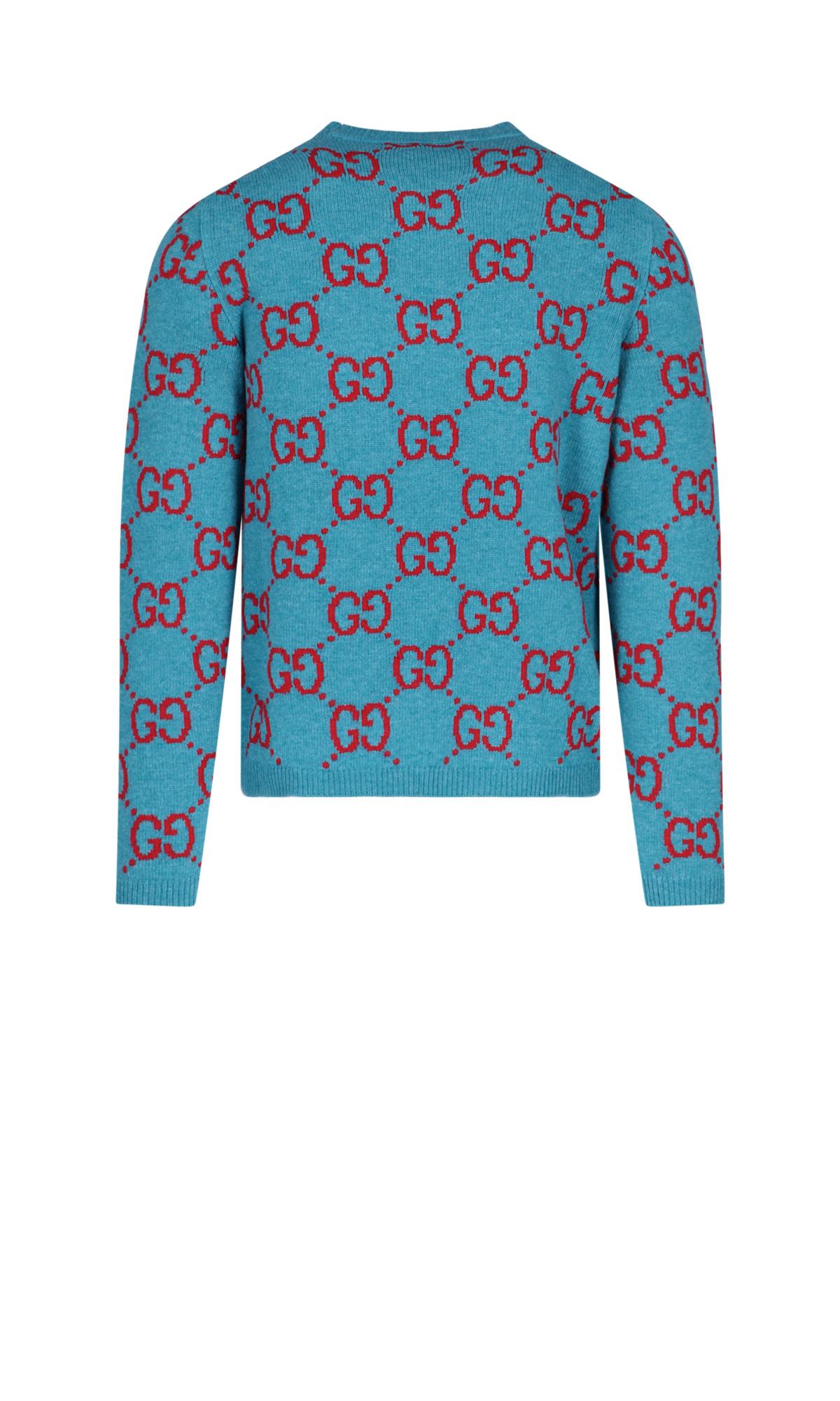Gucci 'GG' Pattern Sweater in Blue for Men | Lyst