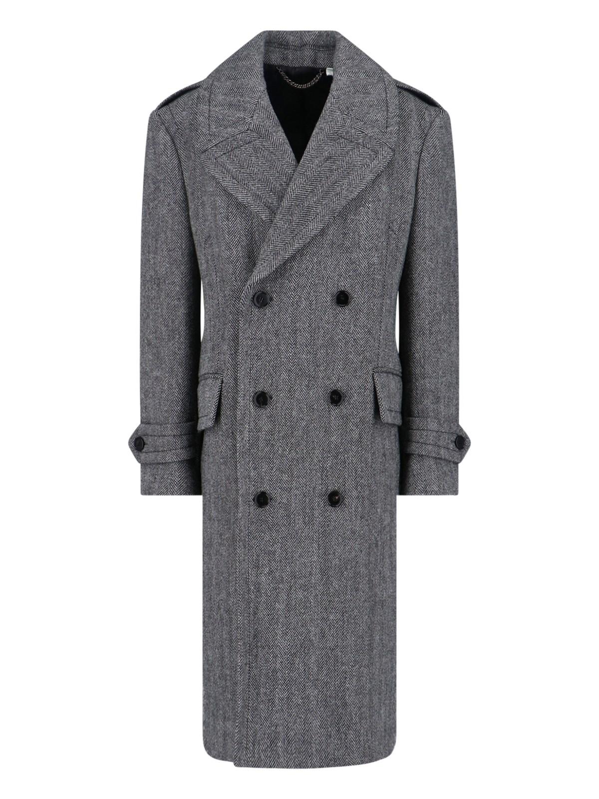 Burberry Double-Breasted Coat in Grey for Men Lyst UK