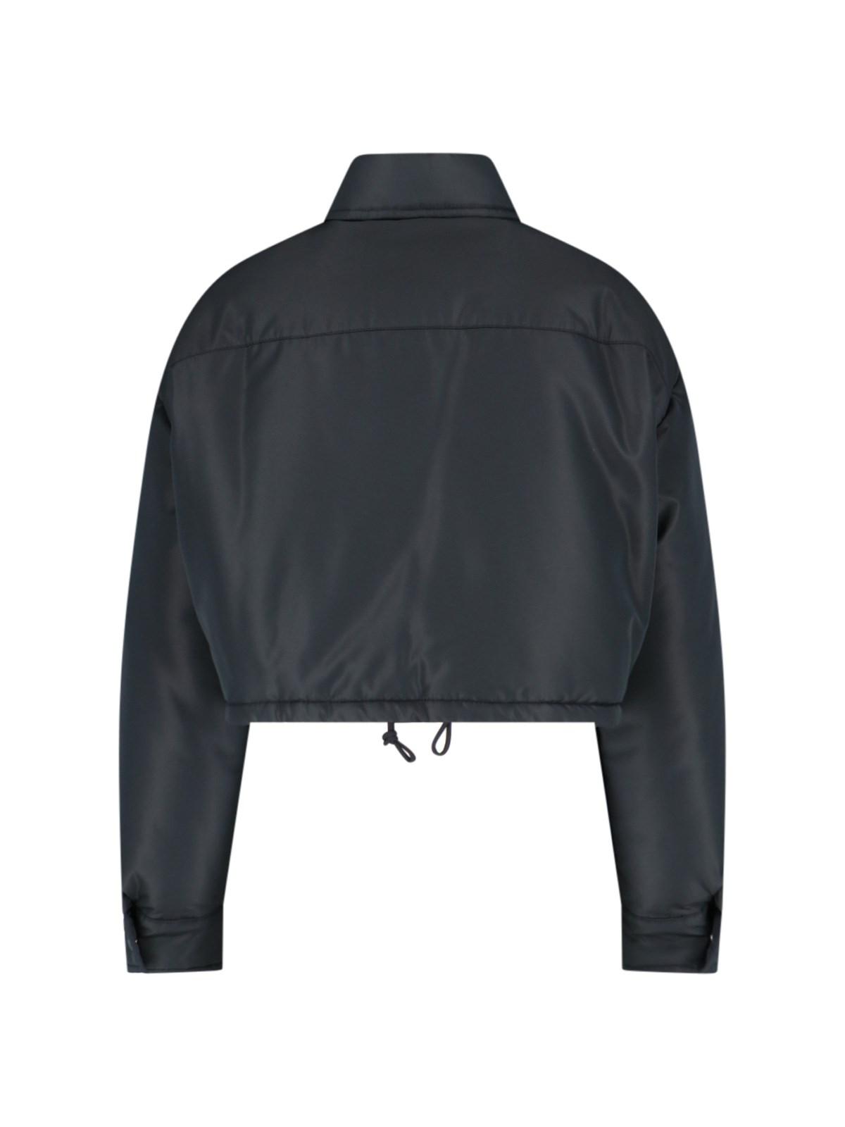 Miu Miu Logo Crop Jacket in Black | Lyst