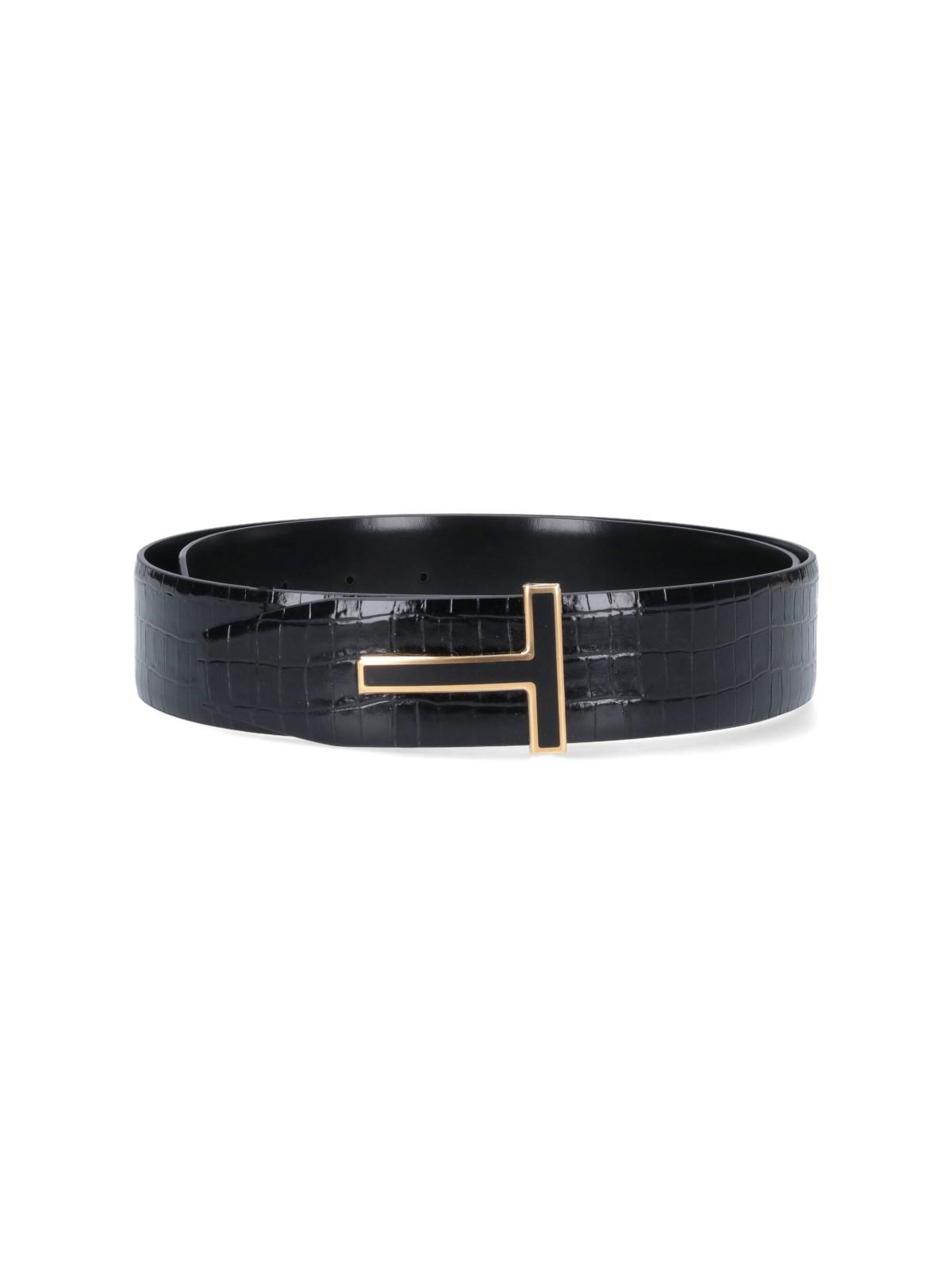 TOM FORD logo-buckle leather belt - Black