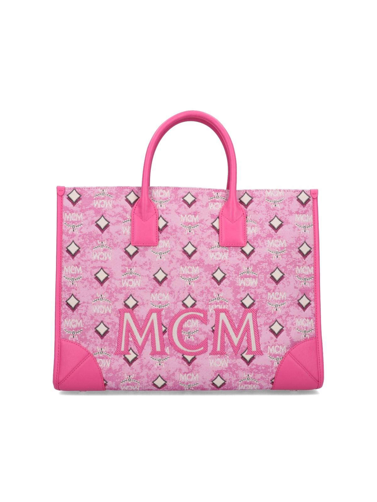 MCM Monogram 'munchen' Tote Bag in Pink Lyst