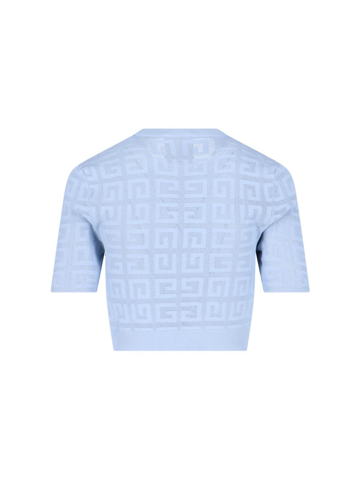 Givenchy Monogram Detail Crop Top in Blue | Lyst