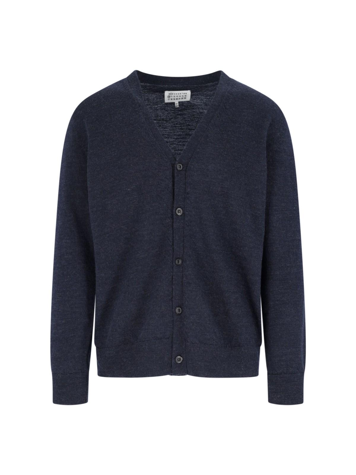 Maison Martin Margiela - Cardigan ⑭ Navy Maison Martin Margiela Navy Blue Cable Knit Cardigan | Depop
