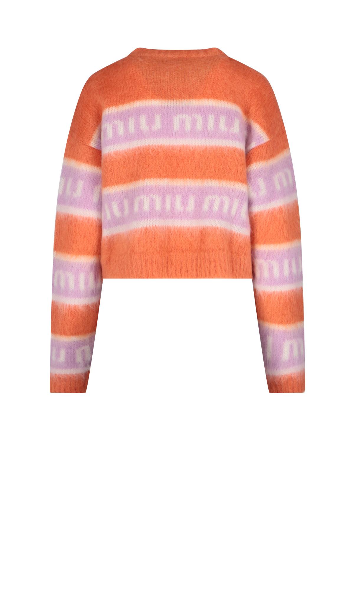 Miu Miu Logo Sweater in Orange | Lyst