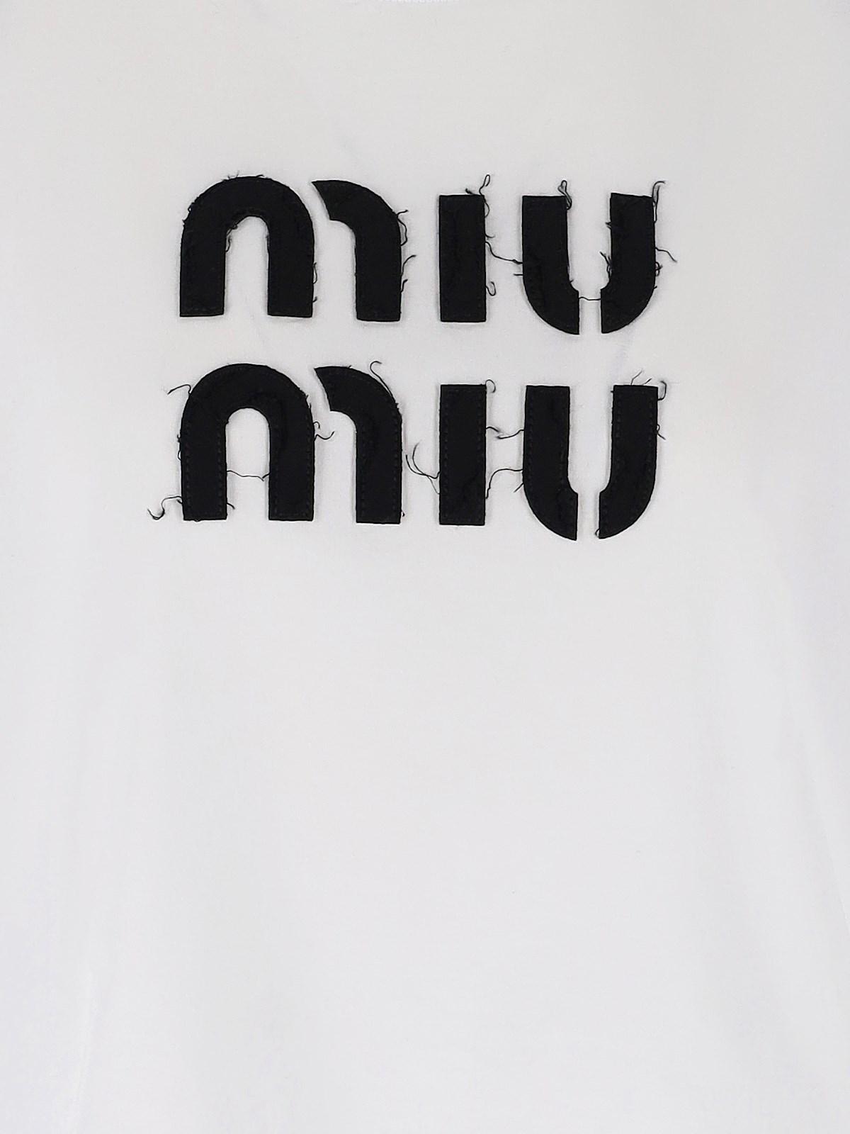 Miu Miu Crop Logo T-shirt in White | Lyst