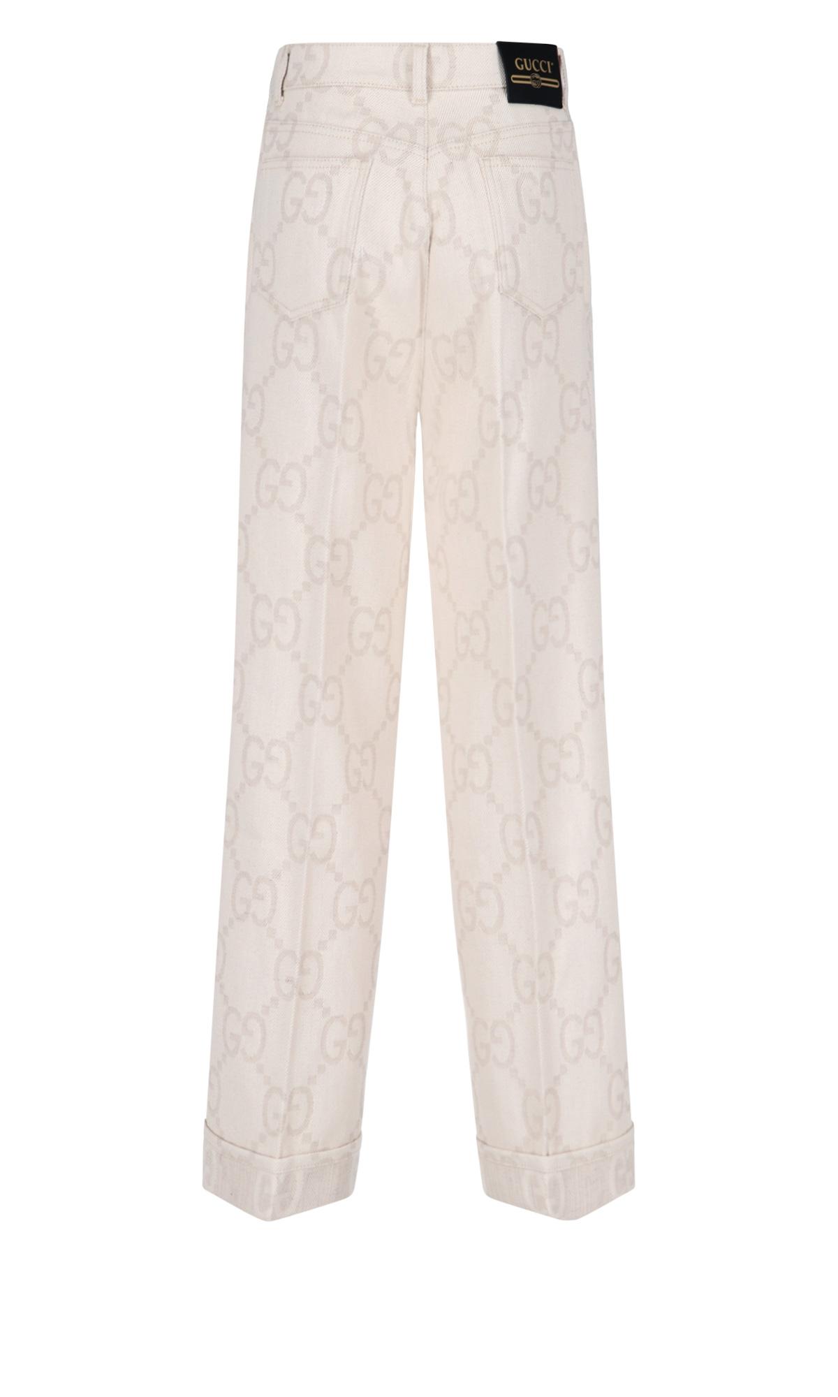 Gucci Maxi 'GG' Trousers in White | Lyst