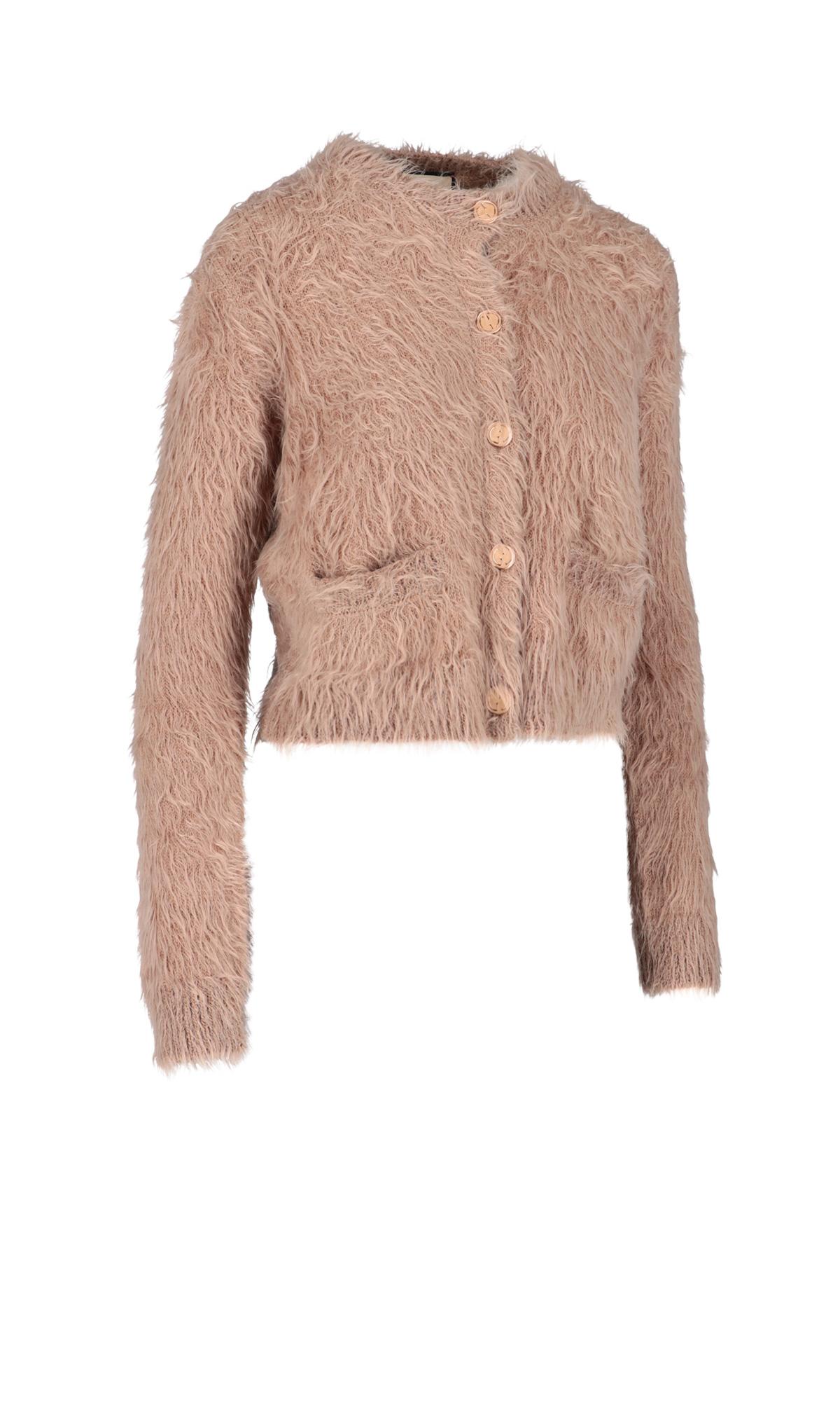Reversible GG Mohair Wool Cardigan In Beige & Brown