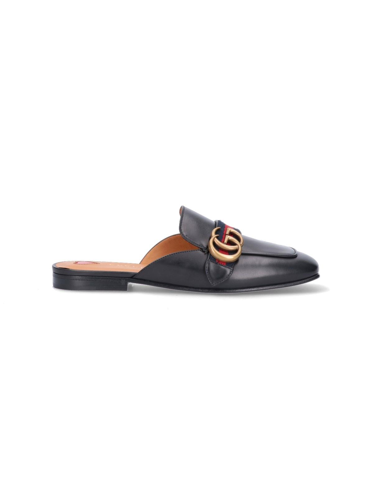 Gucci "Gg Marmont" Slippers in Black | Lyst