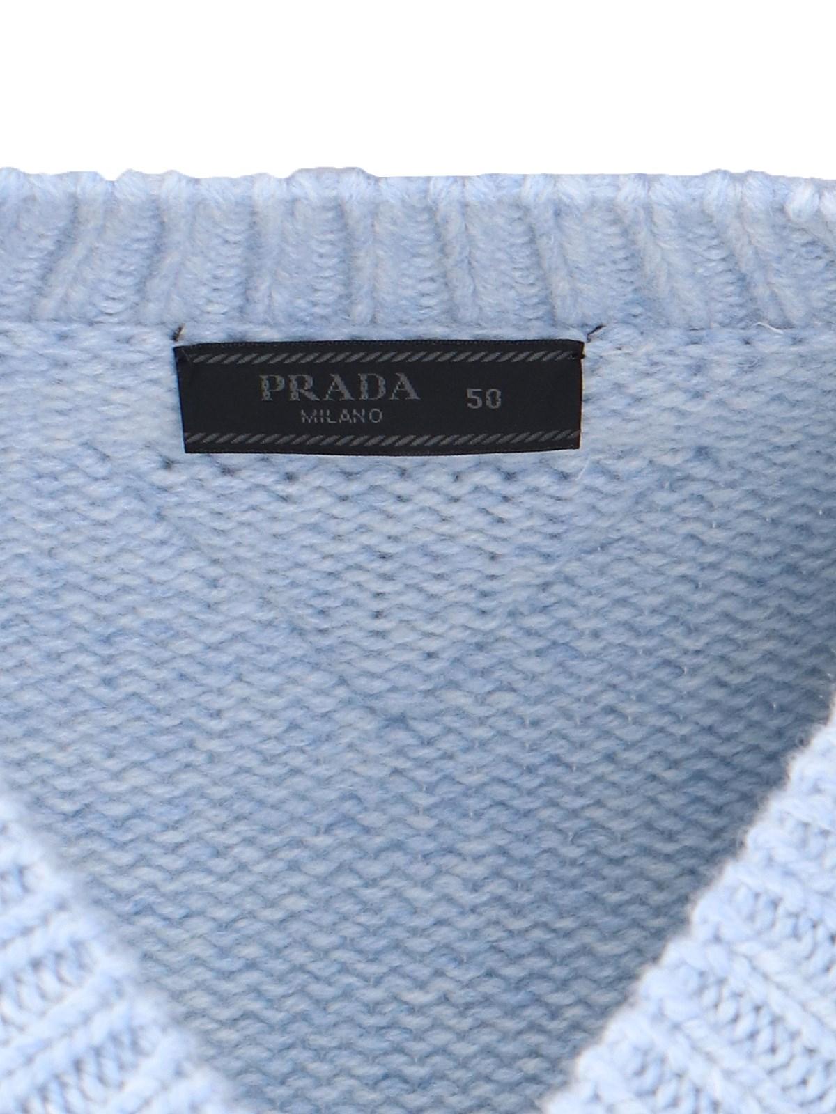 Prada Shetland V-neck Sweater in Blue for Men | Lyst Prada Shetland V-neck Sweater in Blue for Men | Lyst