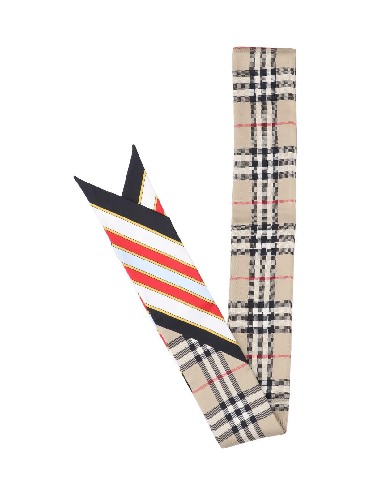 Burberry 'check' Print Thin Scarf in White | Lyst