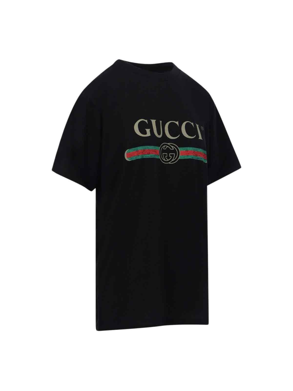 Gucci Logo Oversized T-shirt in Black | Lyst