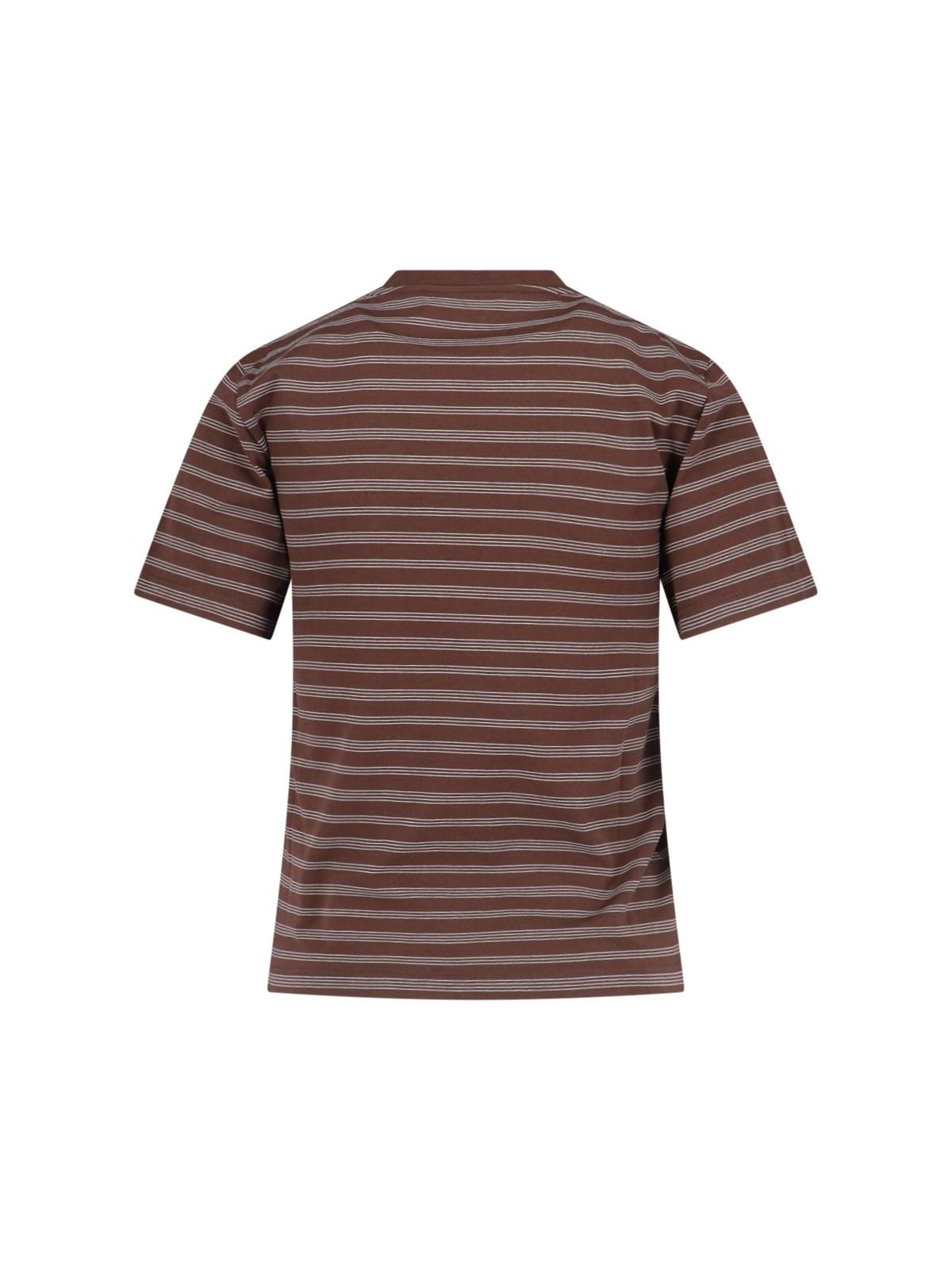 Tシャツ・カットソー Opening Project Small Logo Multi Stripe T Shirt Brown PRINTED T-SHIRT - Brown | ZARA Canada