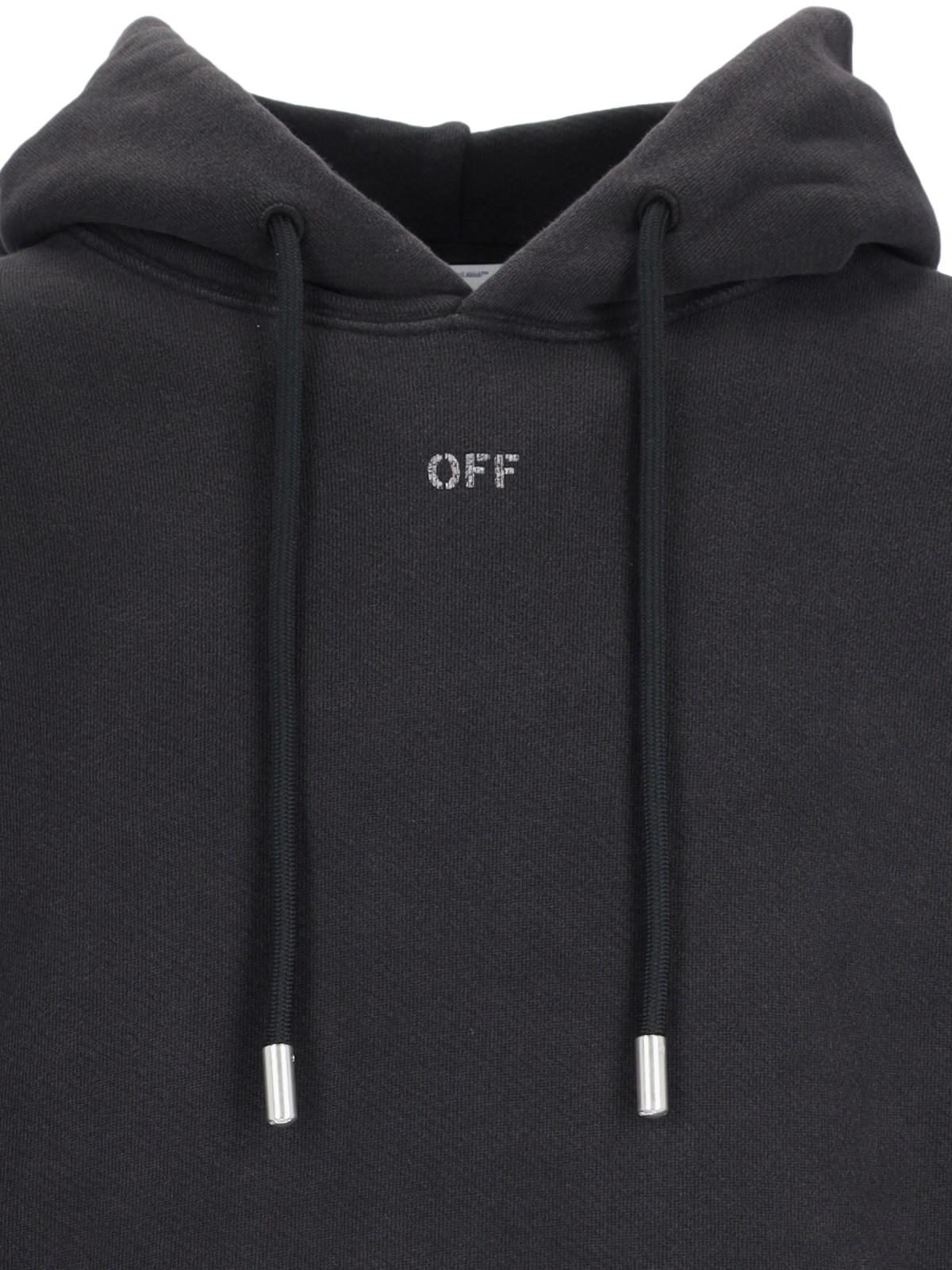 【関税&送料込】Off-White Black Hoodie With Logo Print Off-White logo-print long-sleeve Hoodie | Black | FARFETCH