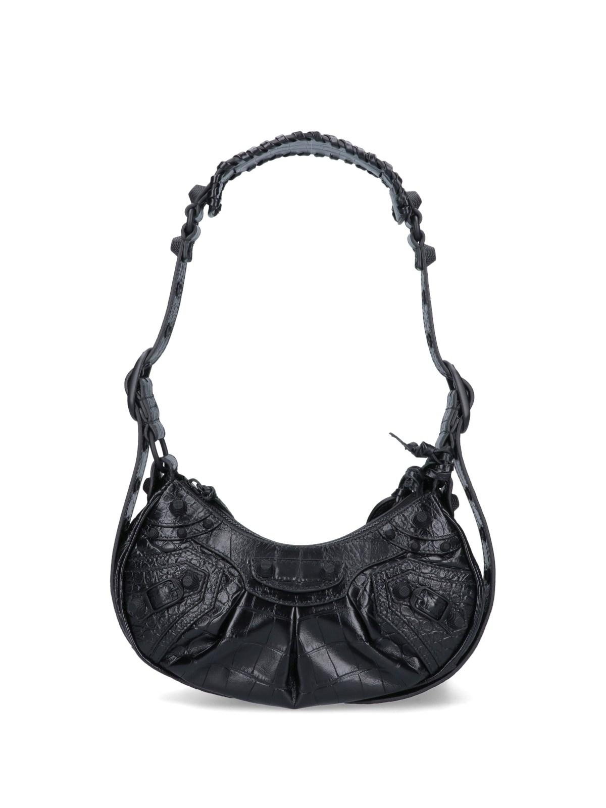 Balenciaga Shoulder Bag 'le Cagole Xs' Crocodile in Black | Lyst