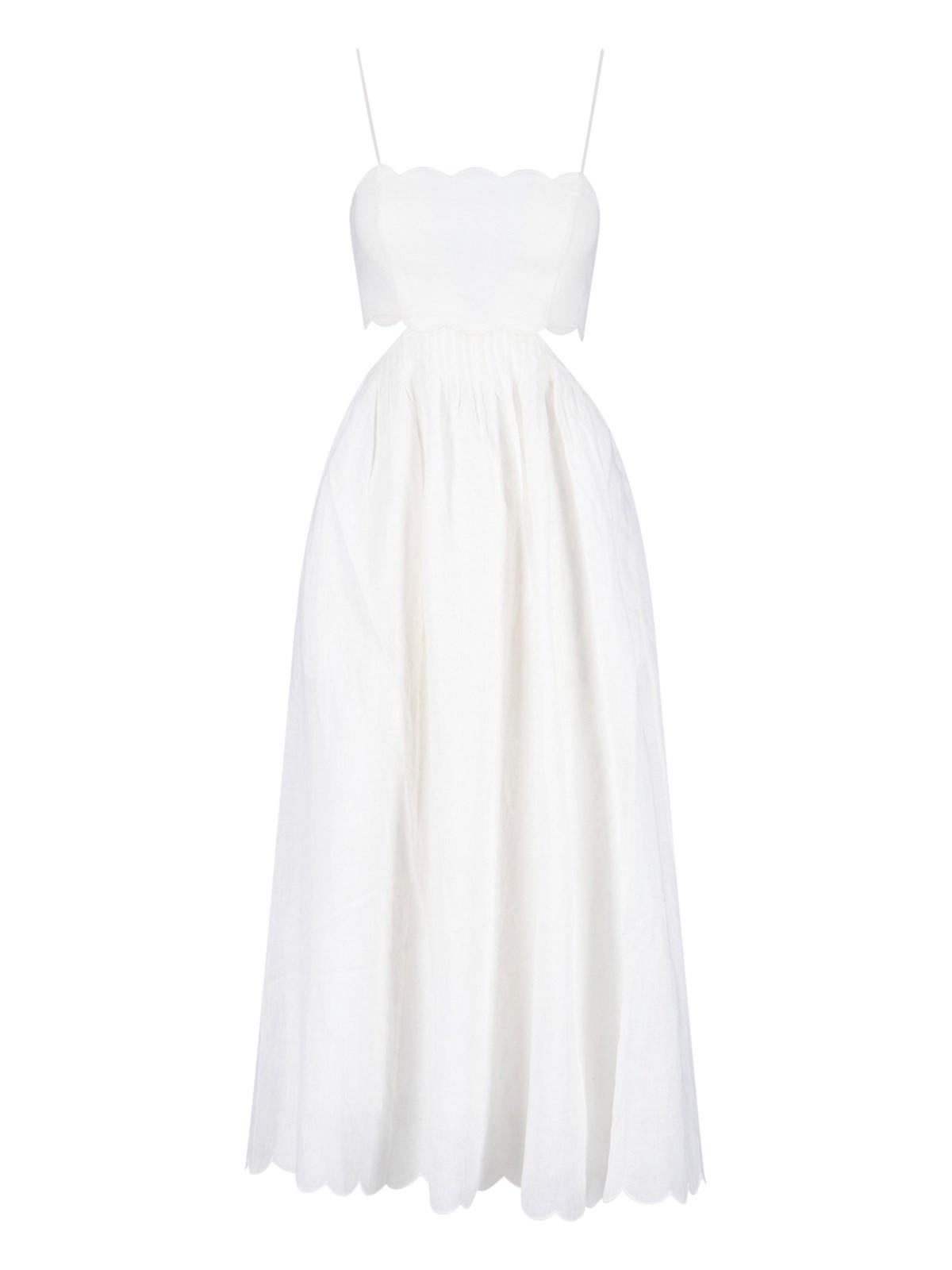 Zimmermann 'jude Scallop' Midi Dress in White | Lyst