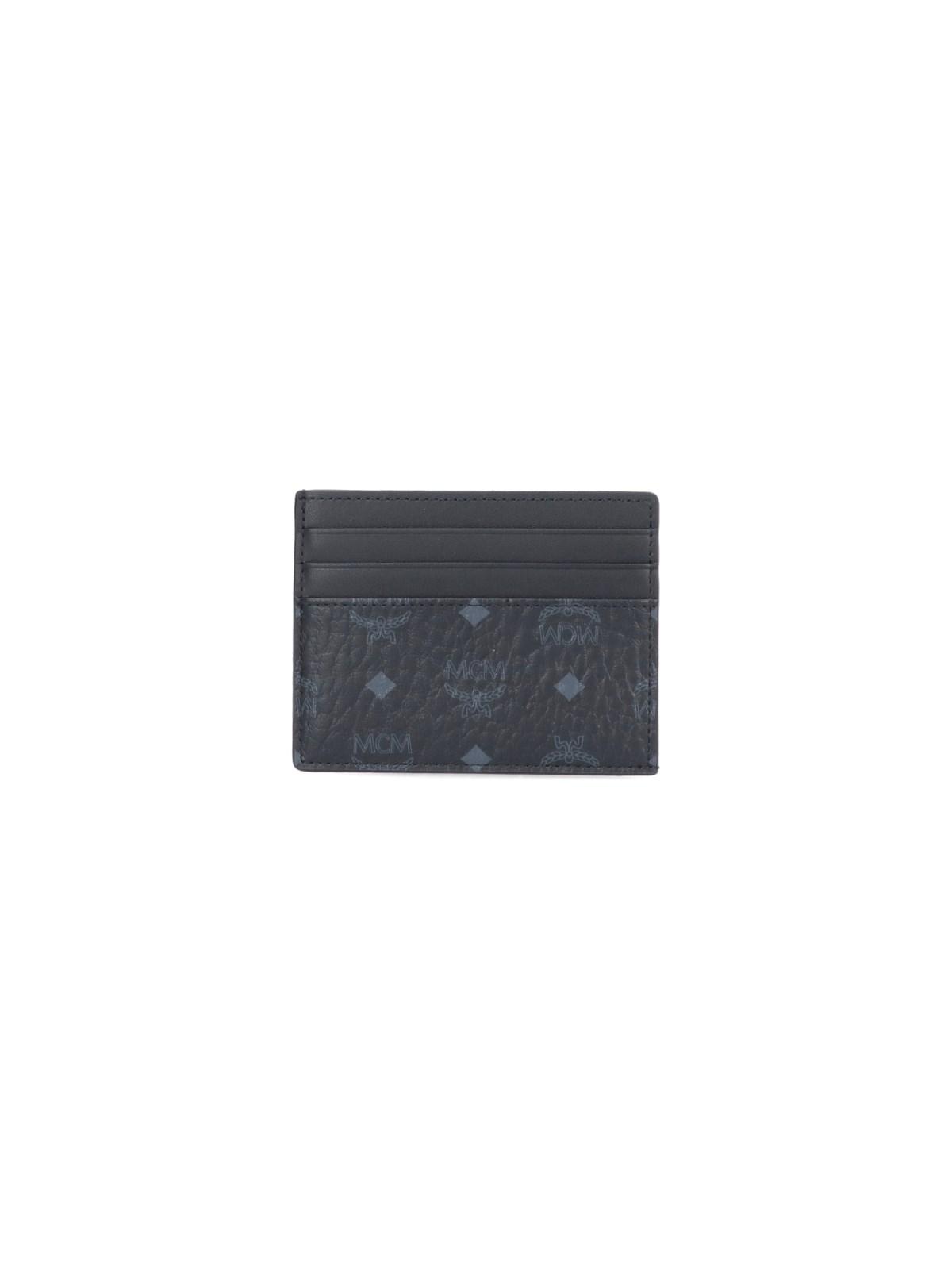 One Size Lanyard Card Holder in Visetos Black