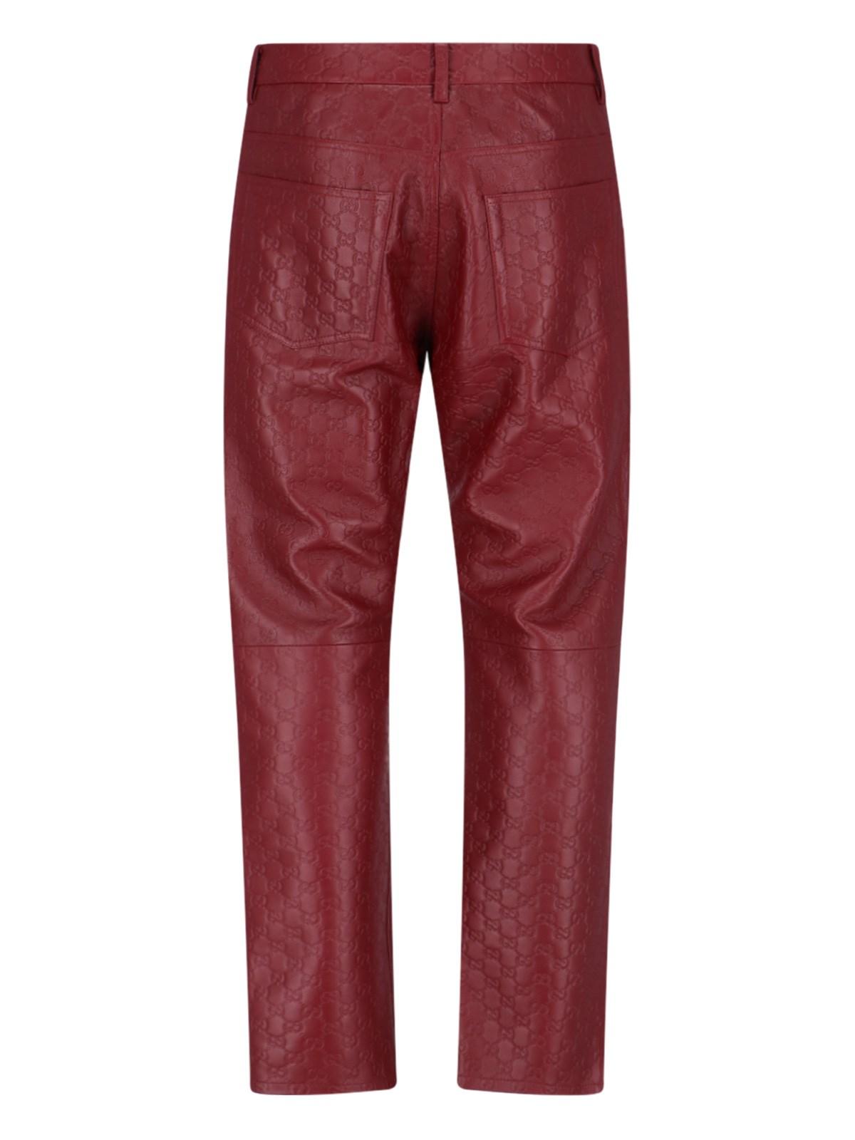 gucci-red-Pantaloni-In-Pelle-