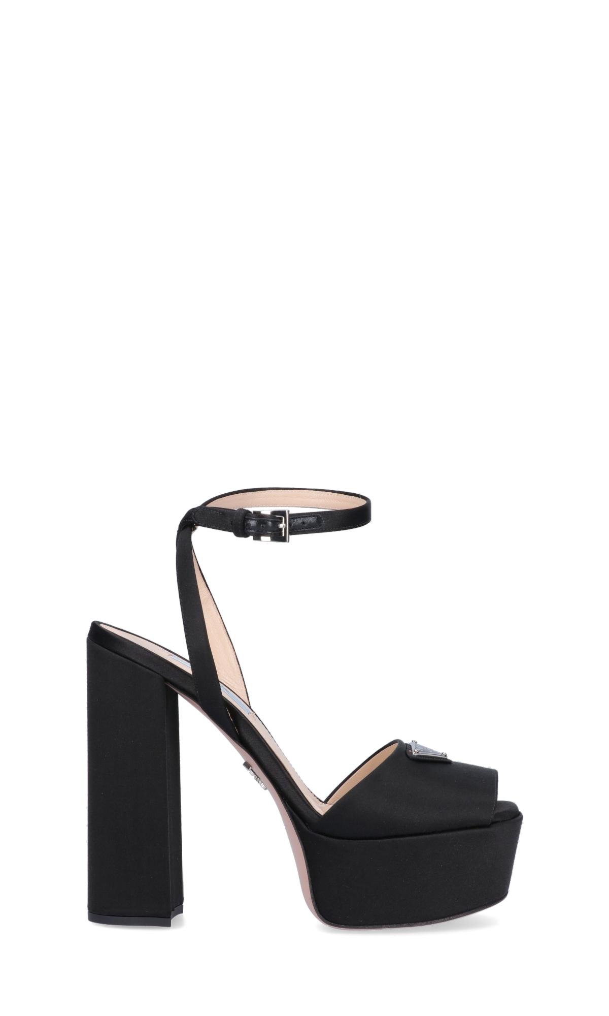 Prada Logo Platform Sandals in White | Lyst